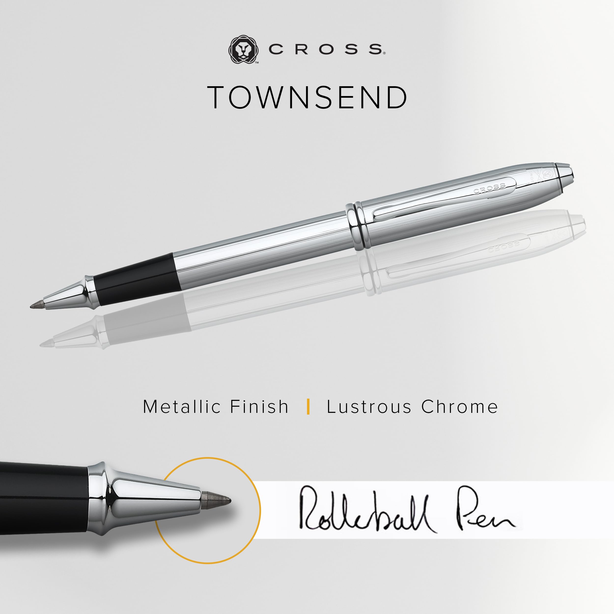 Cross Townsend Refillable Rollerball Pen - Premium Chrome-Plated Executive Pen with Luxury Gift Box - Ideal for Business Gifts, Office Use & Professional Writing