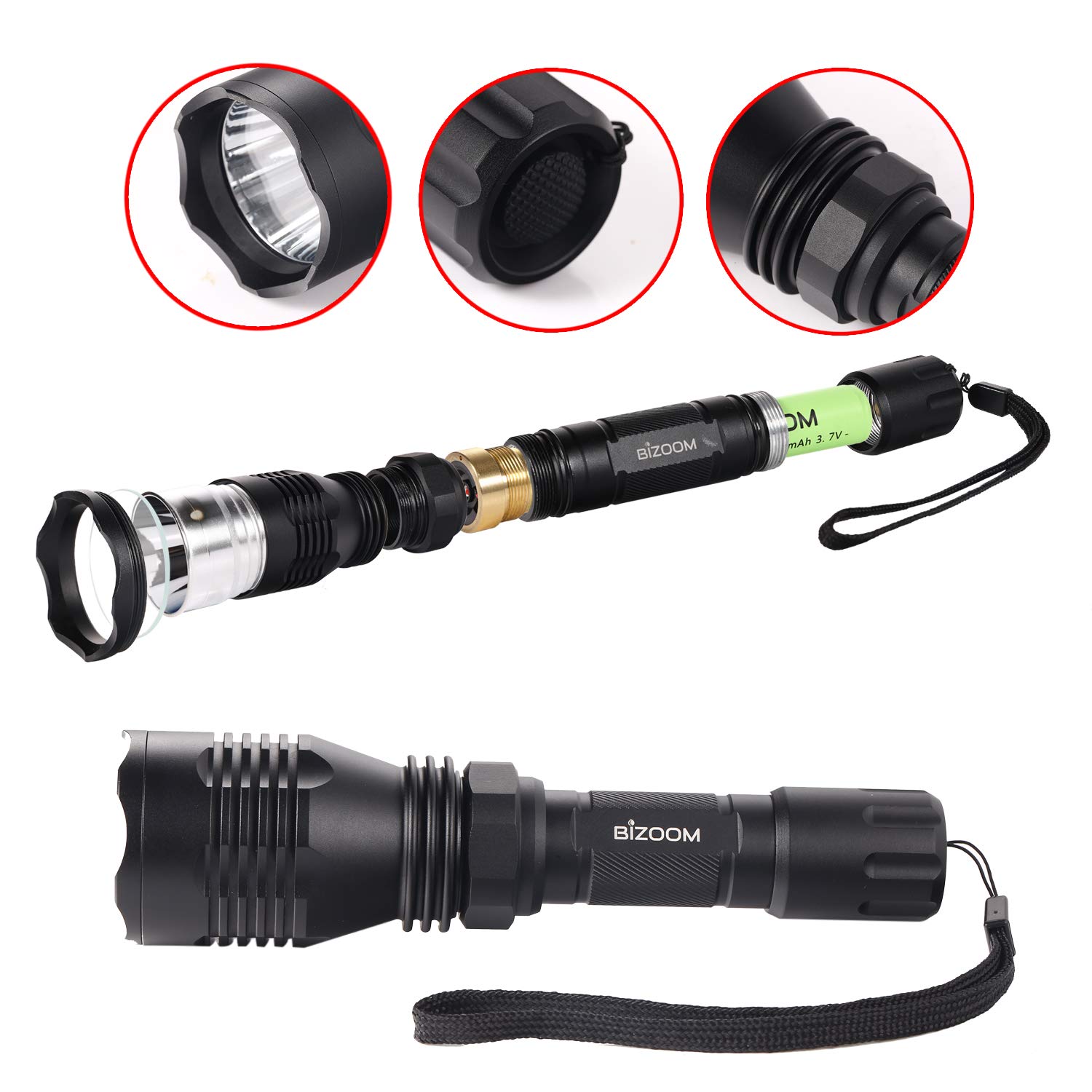 KL25 Hunting Light Flashlight - Long Range Red & Green Varmint Light Kit for Predator Hunting, Hog Fox Coyote Control - with Pressure Switch - Perfect for Night Hunting, Wildlife Observation, and Outdoor Security