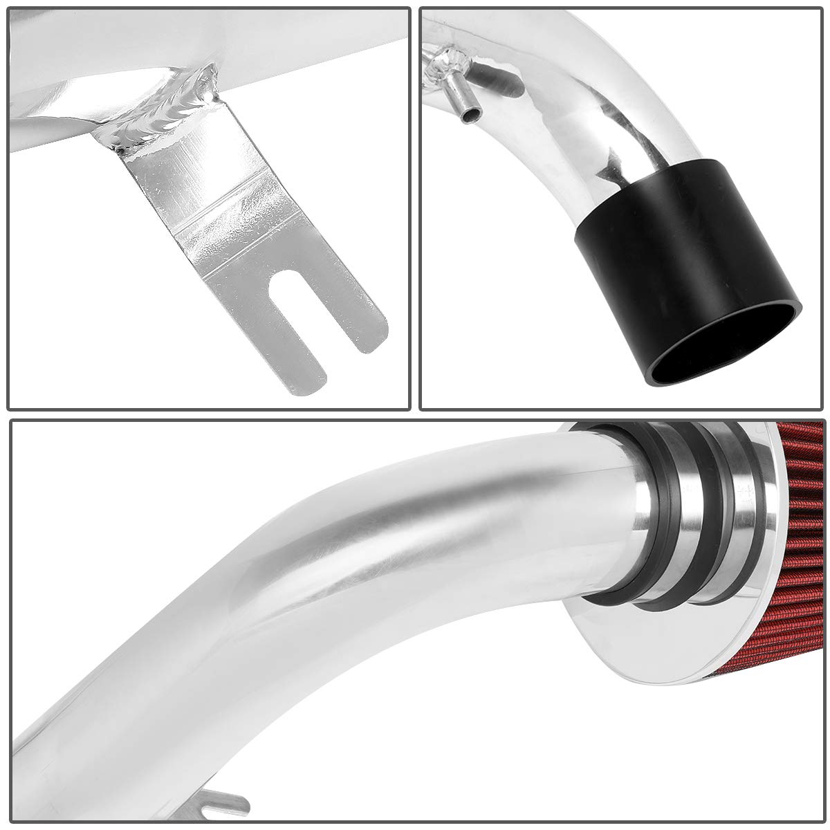 DNA Motoring ITK-0030-RD Red Aluminum Cold Air Intake System with High-Performance Air Filter - Boost Engine Power & Fuel Efficiency for Cars, Trucks & SUVs