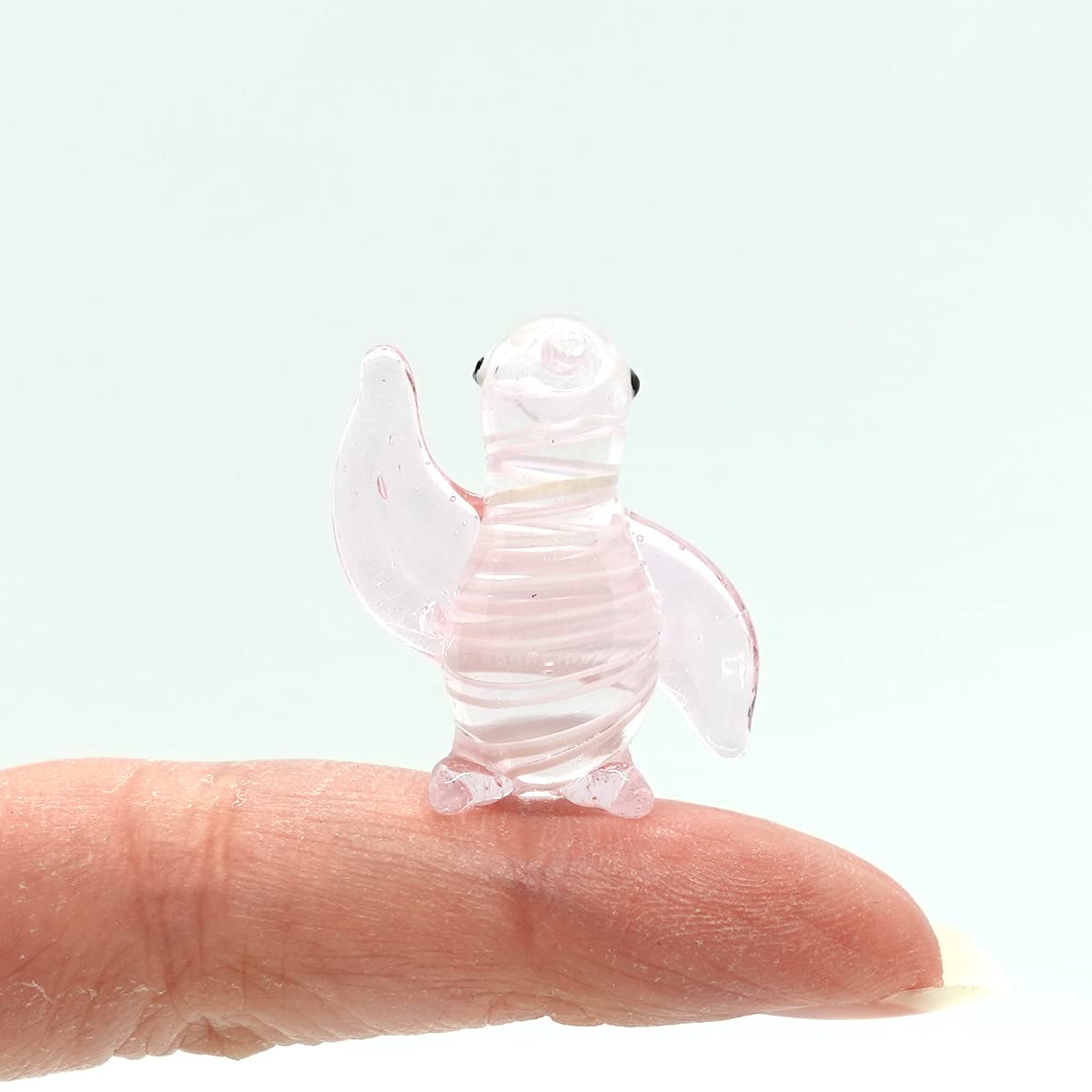Hand-Blown Glass Penguin Figurine - Tiny Micro Bird Animal Collectible Art Piece, Pink Home Décor Gift for Collectors & Animal Lovers (Perfect for Shelf Displays, Office Decor, Christmas Ornaments)