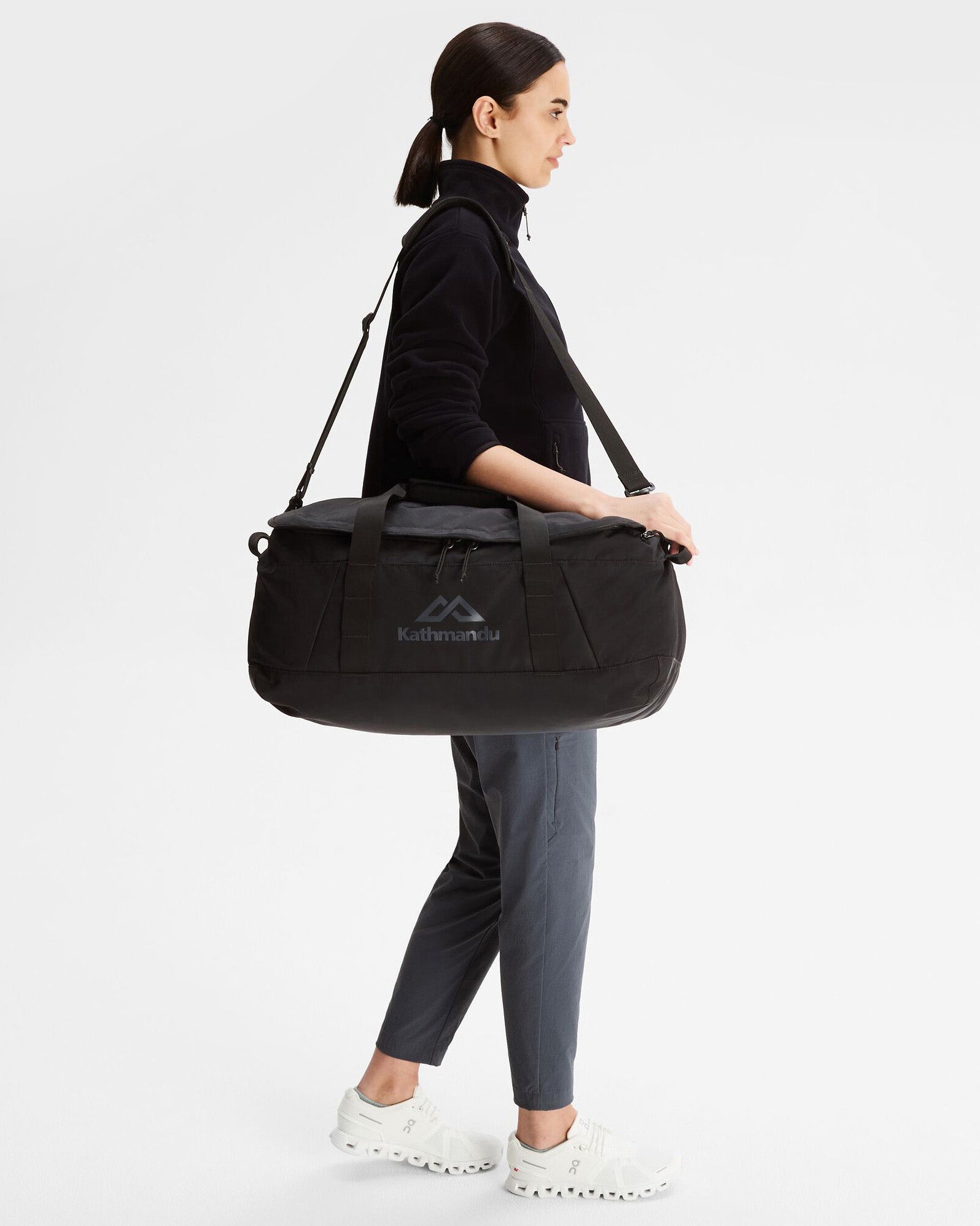 Indus Base 50L Black Stingray Duffle Bag - Large Travel Duffel for Gym, Sports, Weekend Trips & Outdoor Adventures