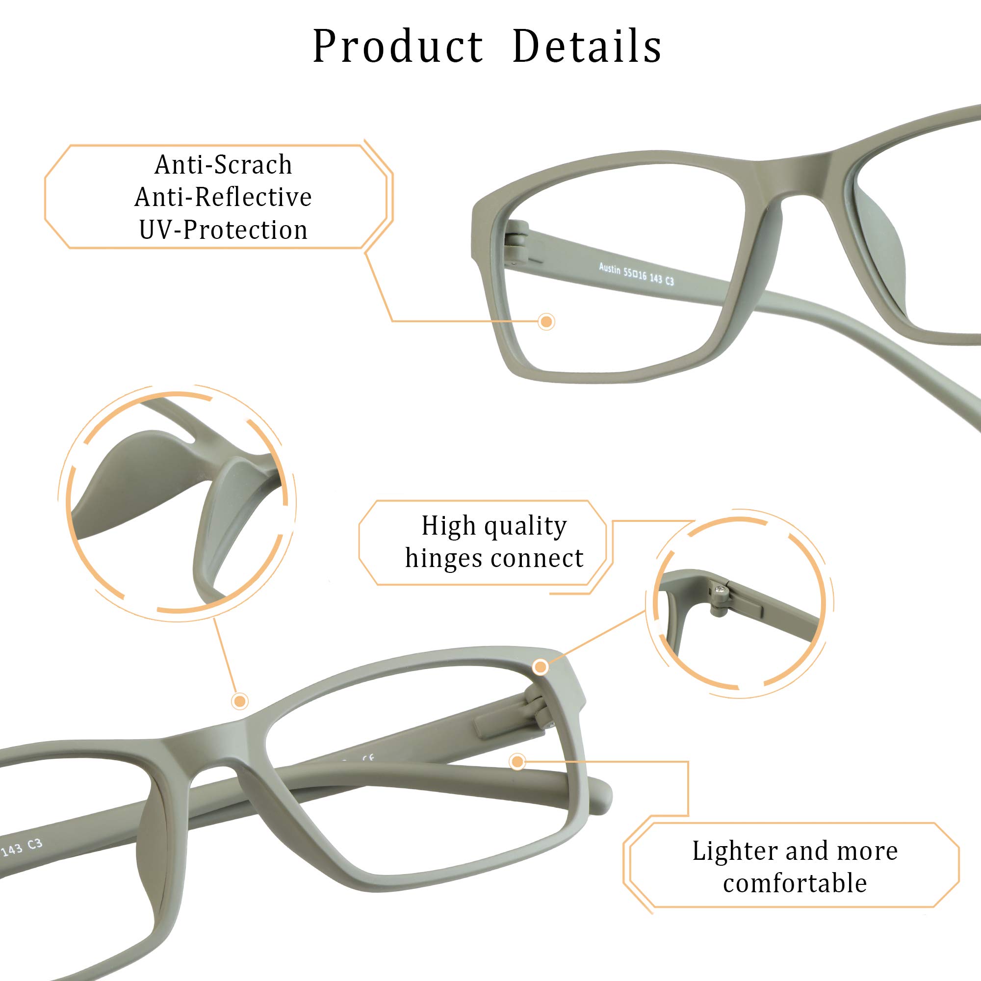 Blue Light Blocking Glasses for Computer & Gaming - Anti Eyestrain for Work & Screen Time