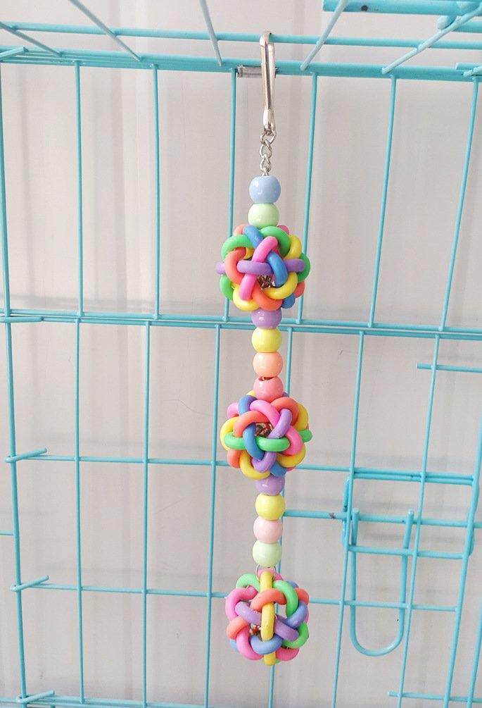 Colorful Parrot Chew Toys with Bells - Round Bead Bird Cage Toys for Small Parakeets, Cockatiels & Conures | Perfect for Playtime, Training & Mental Stimulation