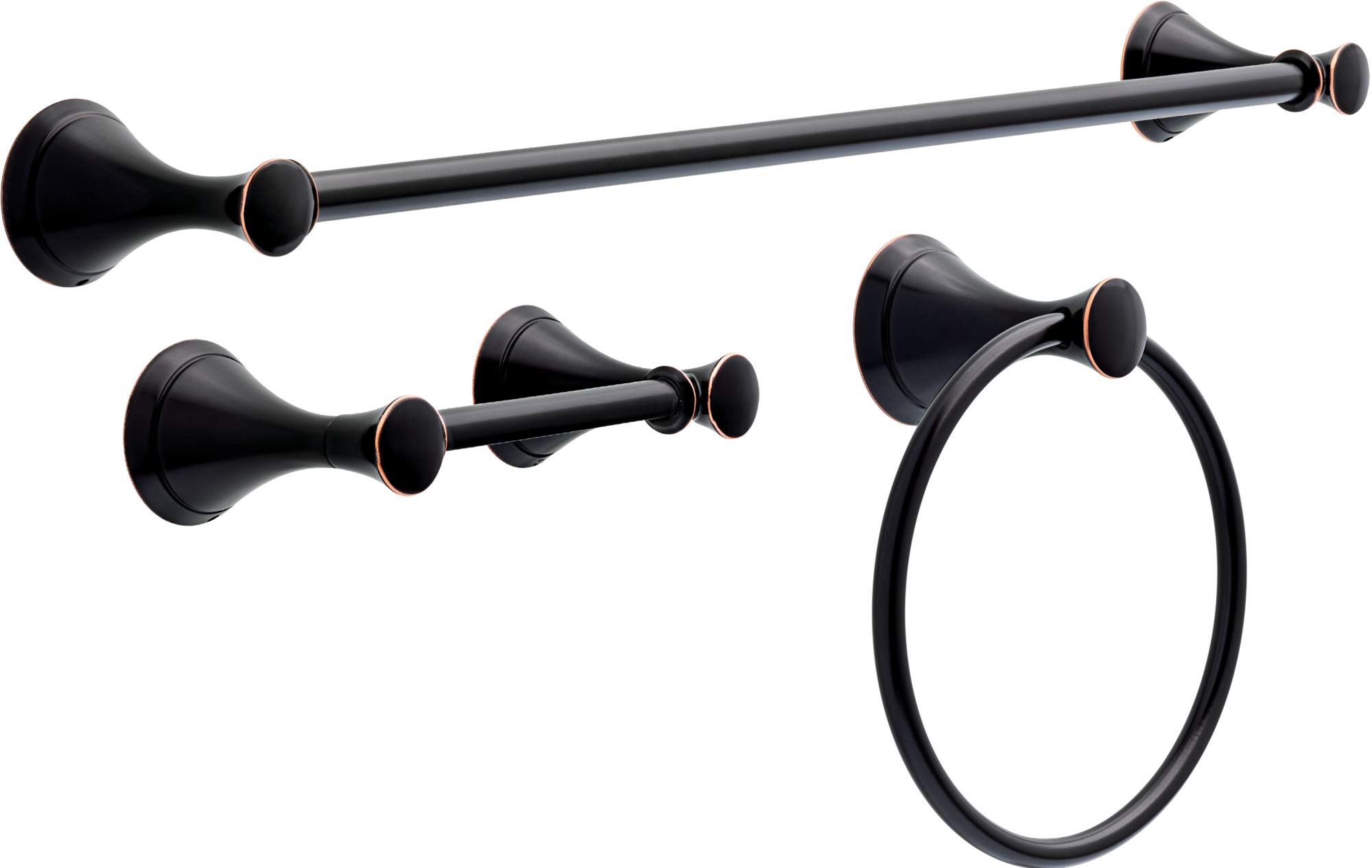Delta Faucet Carlisle 3-Piece Bath Accessory Set in Oil Rubbed Bronze - Soap Dispenser, Toothbrush Holder & Tumbler - Modern Bathroom Decor for Vanity Countertop Organization