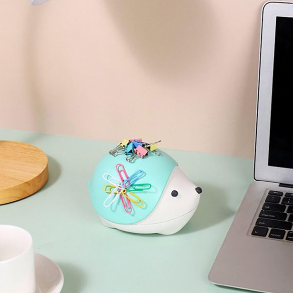Funny Hedgehog-Shaped Magnetic Paper Clip Dispenser & Holder - Yellow Office Organizer for Pins, Clips & Metal Parts - Perfect for Home, Office & School Desks