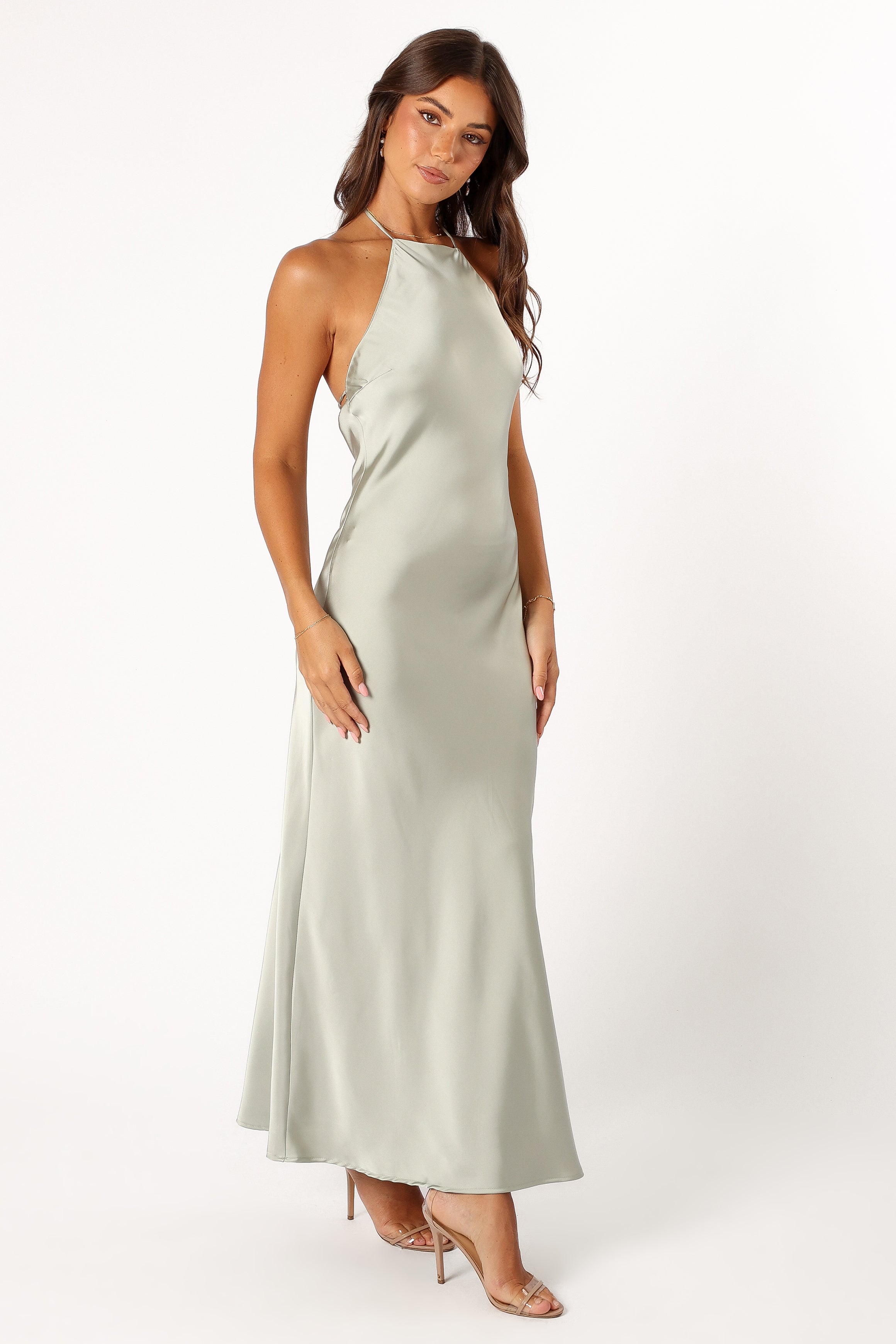 Hadley Halterneck Maxi Dress for Women - Flowy Long Summer Dress in Sage Green | Beach Wedding, Vacation, Boho Chic Outfit