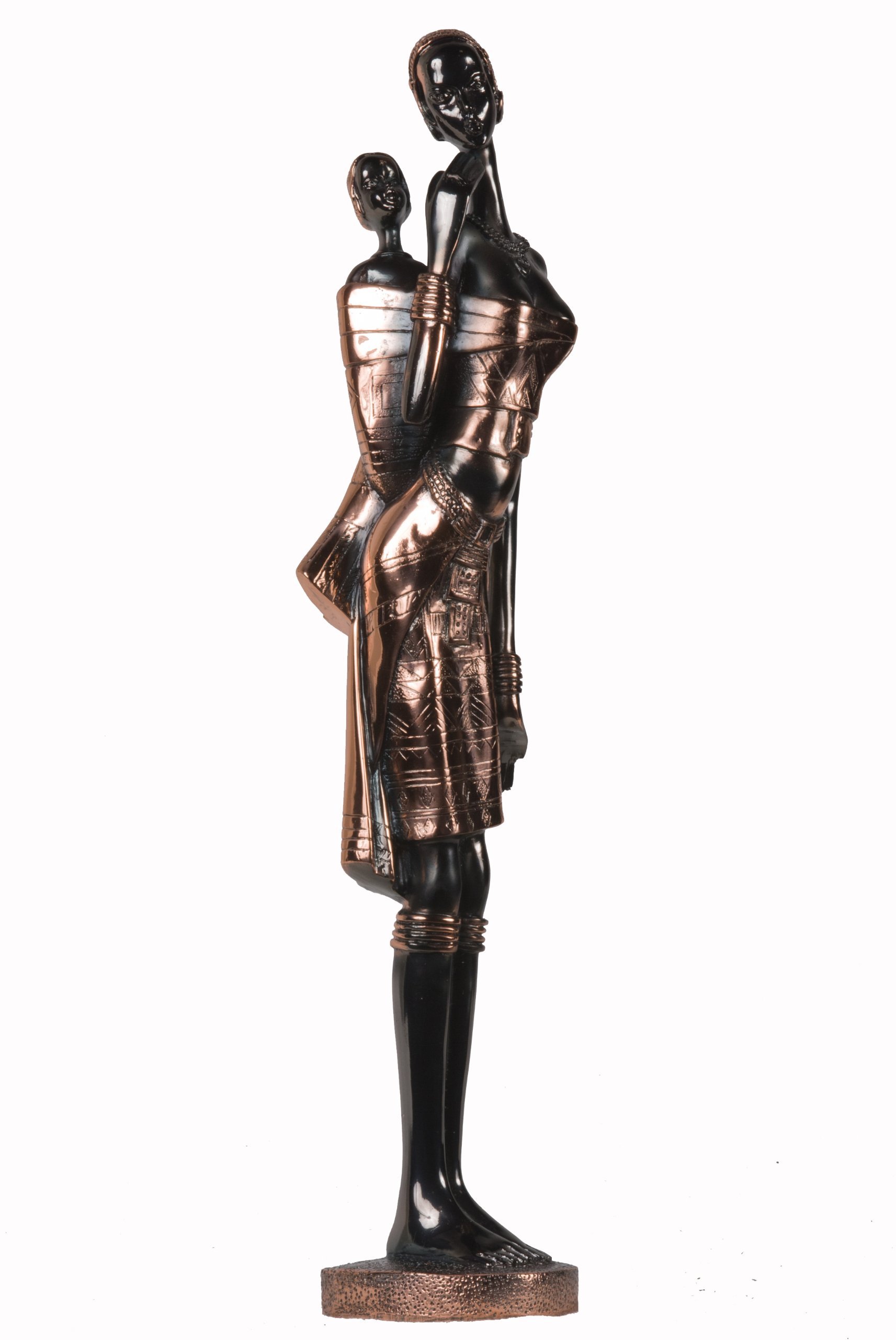 Handcrafted Bronze African Mother and Child Statue - African Art Home Decor for Living Room, Office & Gift
