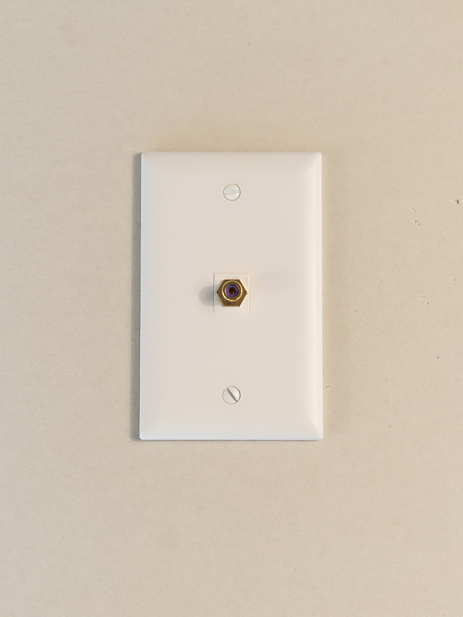 Legrand OnQ Purple RCA to F Connector Adapter - Standard RCA Front Jack & F-Type Coaxial Rear Jack - Compatible with All Keystone Wall Plates - White (WP3466WH) - Perfect for Home Theater Systems, Cable TV Connections and Audio/Video Signal Transmission