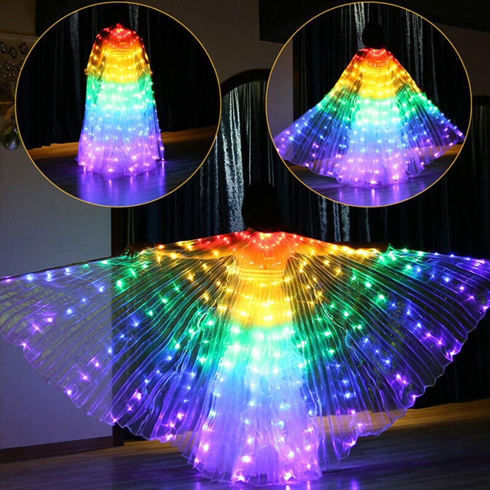 MVPACKEEY Isis Wings for Belly Dance - LED Angel Wings for Women - Light Up Fairy Wings for Halloween, Christmas - Performance Accessories - Perfect for Dance Shows, Costume Parties & Festive Events