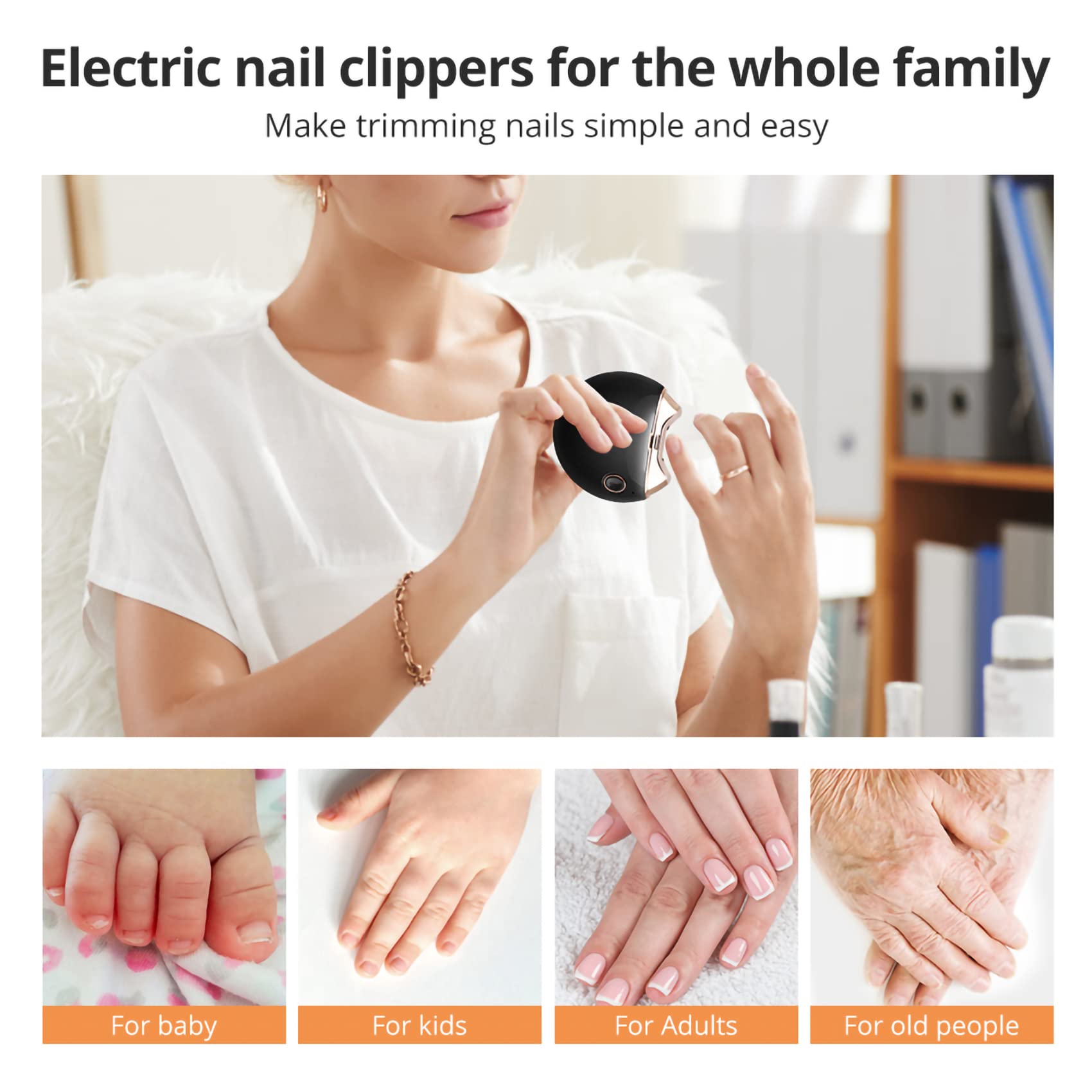DINOWIN Cordless Electric Nail File Drill - Quiet & Safe Manicure Pedicure Kit with Nail Debris Container, Anti-Splash Design - Professional Nail Trimmer for Men & Women - Perfect for Home Nail Care & Salon Use