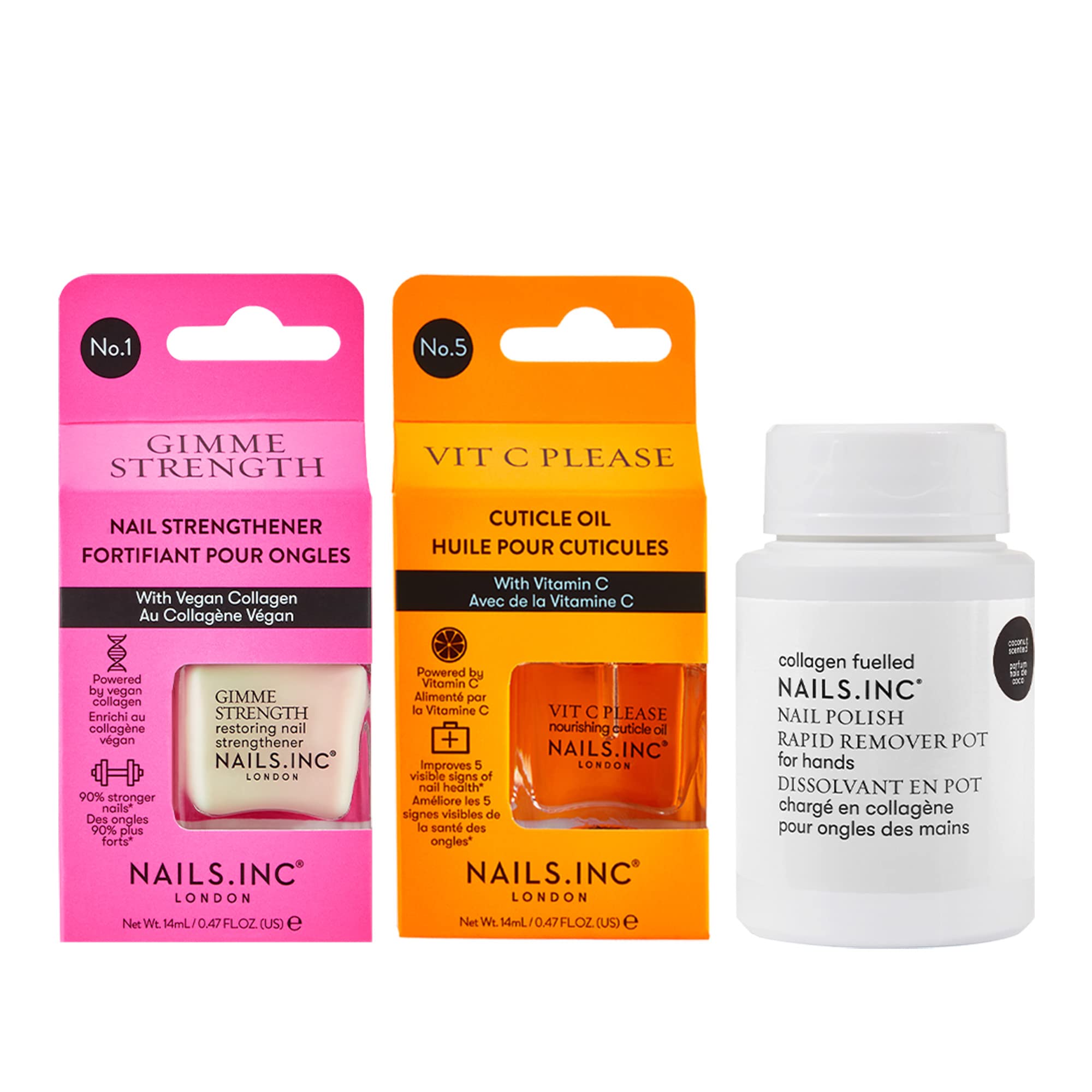 Nails.INC Best Nails Yet 3-Piece Nail Treatment Set for Stronger, Healthier Nails - Cuticle Care, Nail Growth & Repair - Perfect for At-Home Manicures & Nail Care Routine