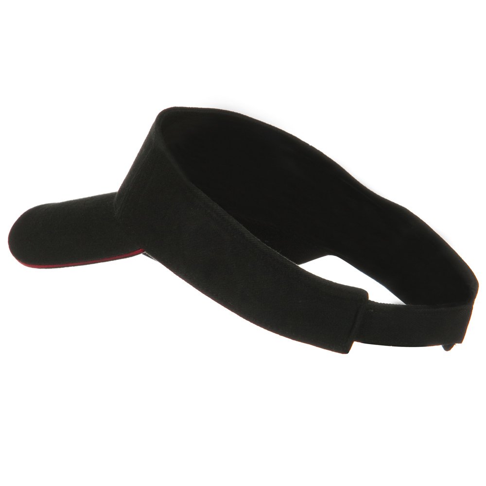 Prostyle Cotton Twill Washed Sandwich Visor Cap - Black & Red (Size W38S37F) for Outdoor Sports, Golf, Running and Sun Protection