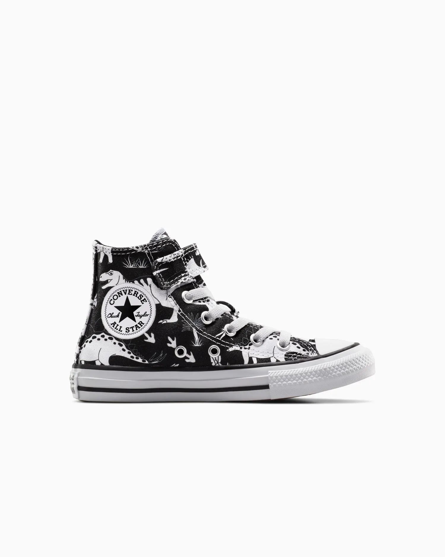 Converse Kids All Star Dino Party Black/White Sneakers - Comfortable Casual Shoes for Boys & Girls - Perfect for School, Playground & Birthday Parties