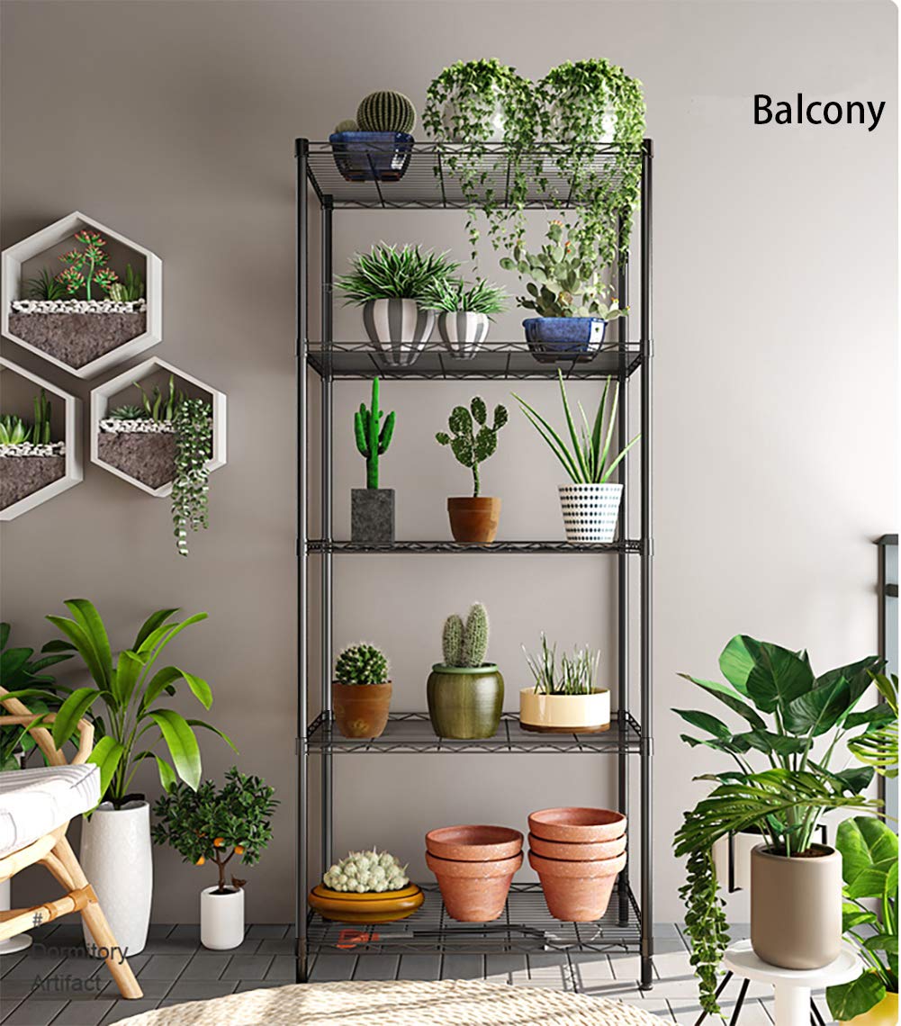 5-Shelf Steel Kitchen Organizer Rack - Heavy Duty Storage Shelving Unit for Pantry, Spice, Dishes & Cookware | Space Saving Wire Shelf for Kitchen, Bathroom & Garage Organization