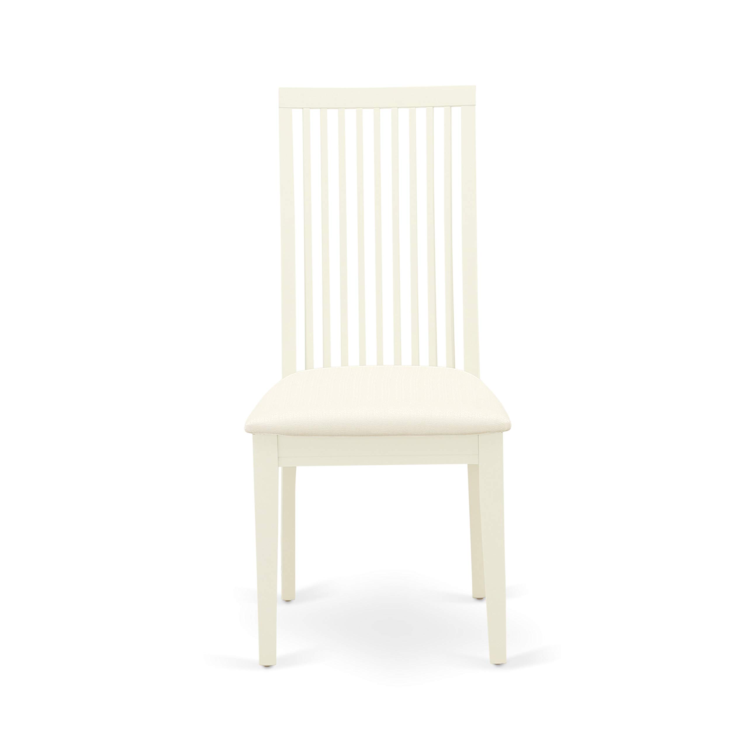 East West Furniture DOIP5-LWH-C 5-Piece White Linen Dining Set with Extendable Table & 4 Upholstered Chairs, 42x78 Inch - Perfect for Small Kitchens, Breakfast Nooks & Compact Dining Spaces