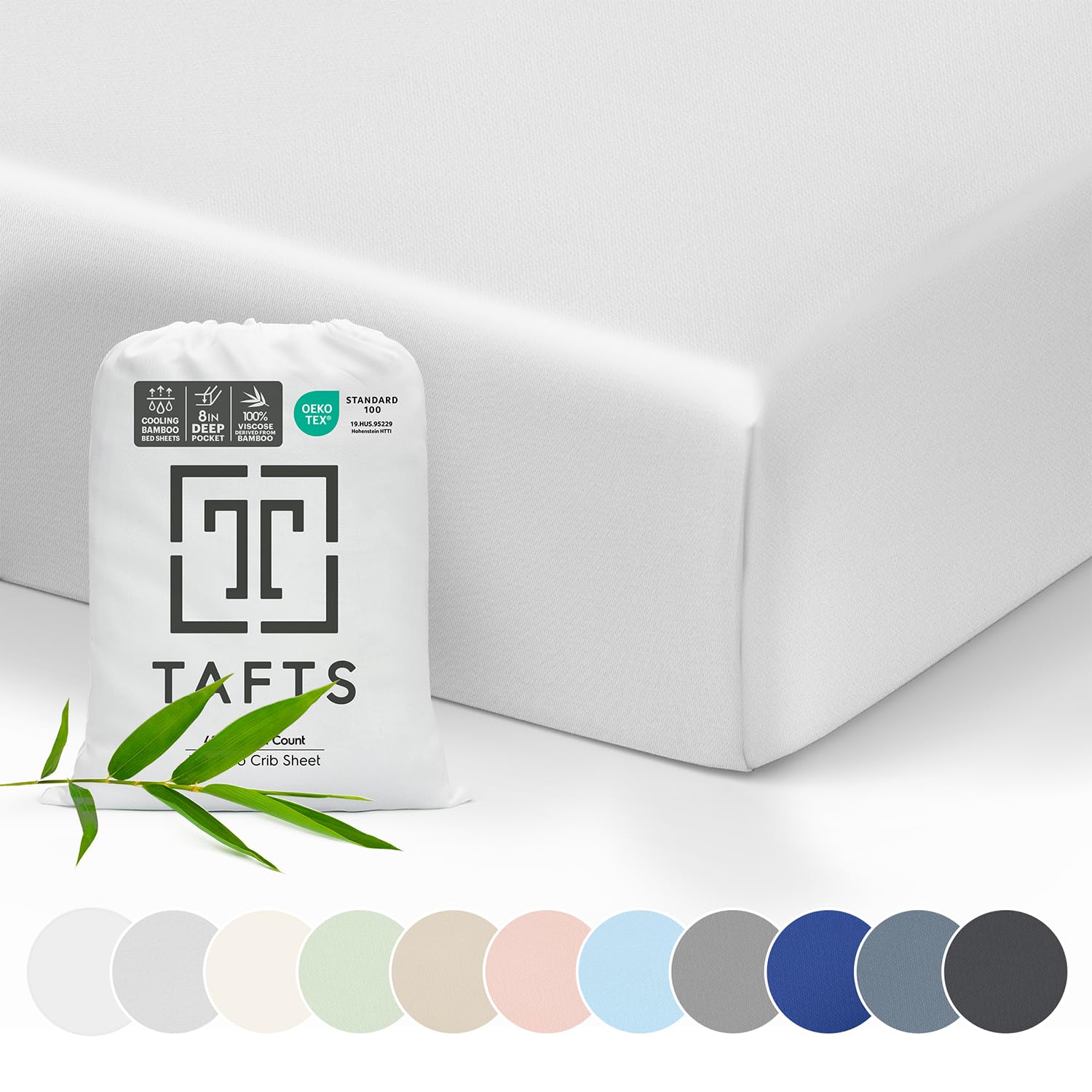 TAFTS Organic Bamboo Viscose Fitted Crib Sheets - 2 Pack (28