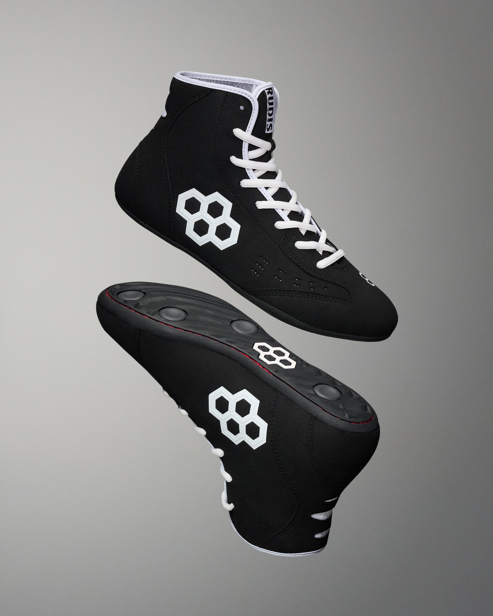 RUDIS International Adult Wrestling Shoes - Black/White | Lightweight & Durable for Training & Competition | Perfect for Wrestling, MMA & Grappling