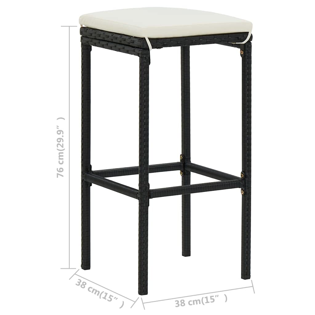 vidaXL 2/3/4/6 Pack Bar Stools with Cushions - Wicker Rattan Counter Height Stools for Kitchen Island, Breakfast Bar & Outdoor Patio - Multiple Color Options