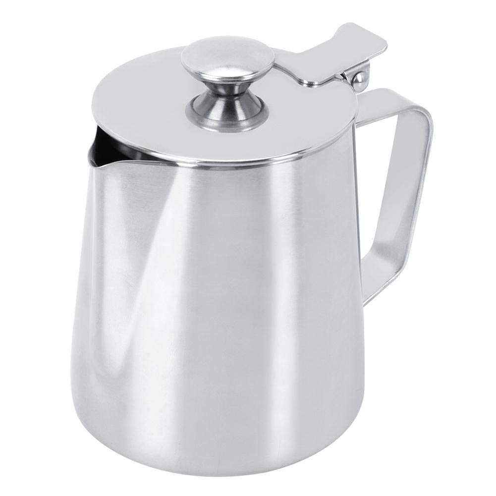 350ml Stainless Steel Milk Frother Pitcher - Barista Grade Coffee Latte Art Jug with Lid for Cappuccino, Hot Chocolate & Matcha - Perfect for Home Brewing, Coffee Shops & Gifts