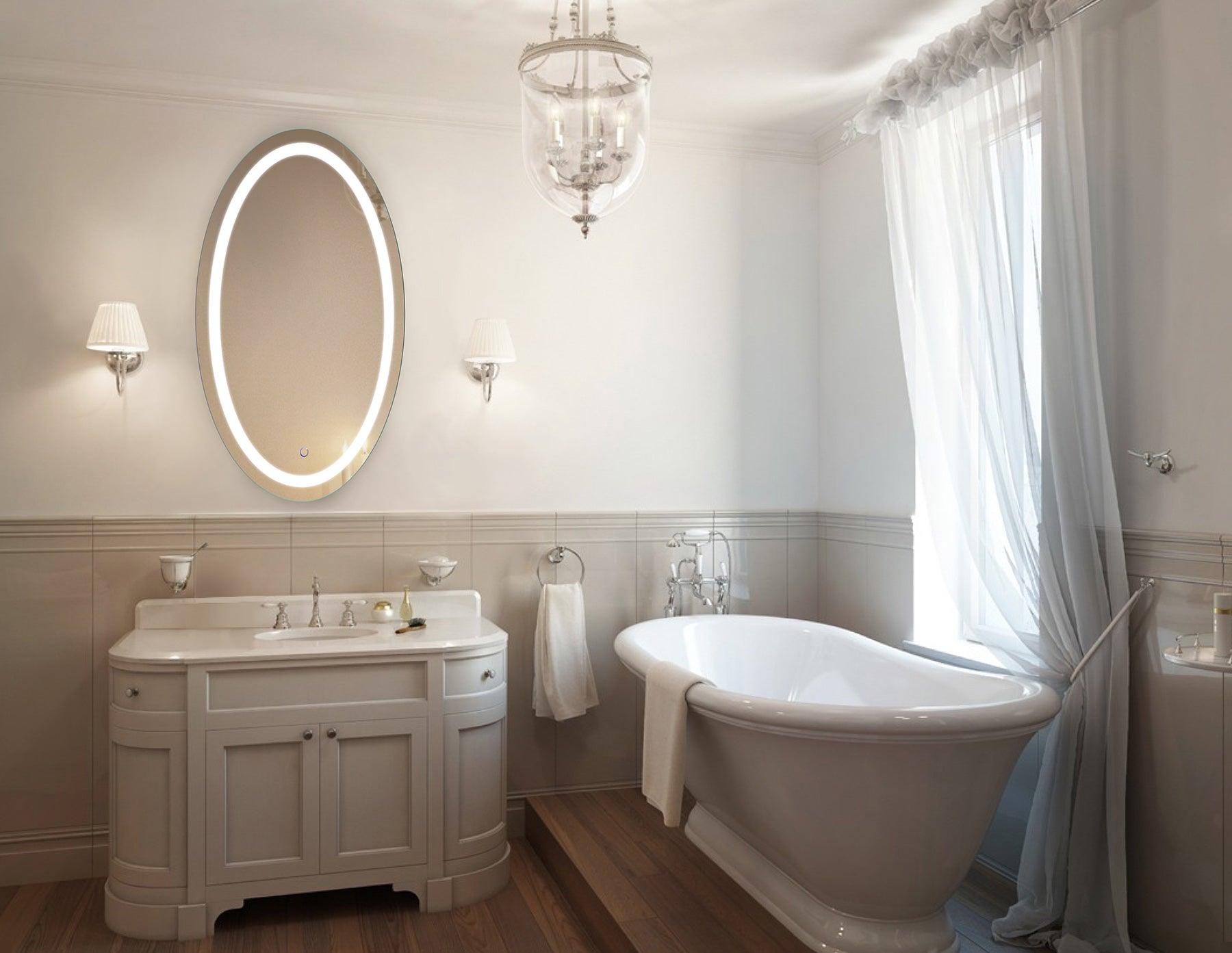 Krugg Icon 24 x 42 Inch Oval Mirror - Elegant Wall Mirror for Bathroom, Bedroom, and Living Room Decor - Perfect for Vanity, Entryway, and Home Styling