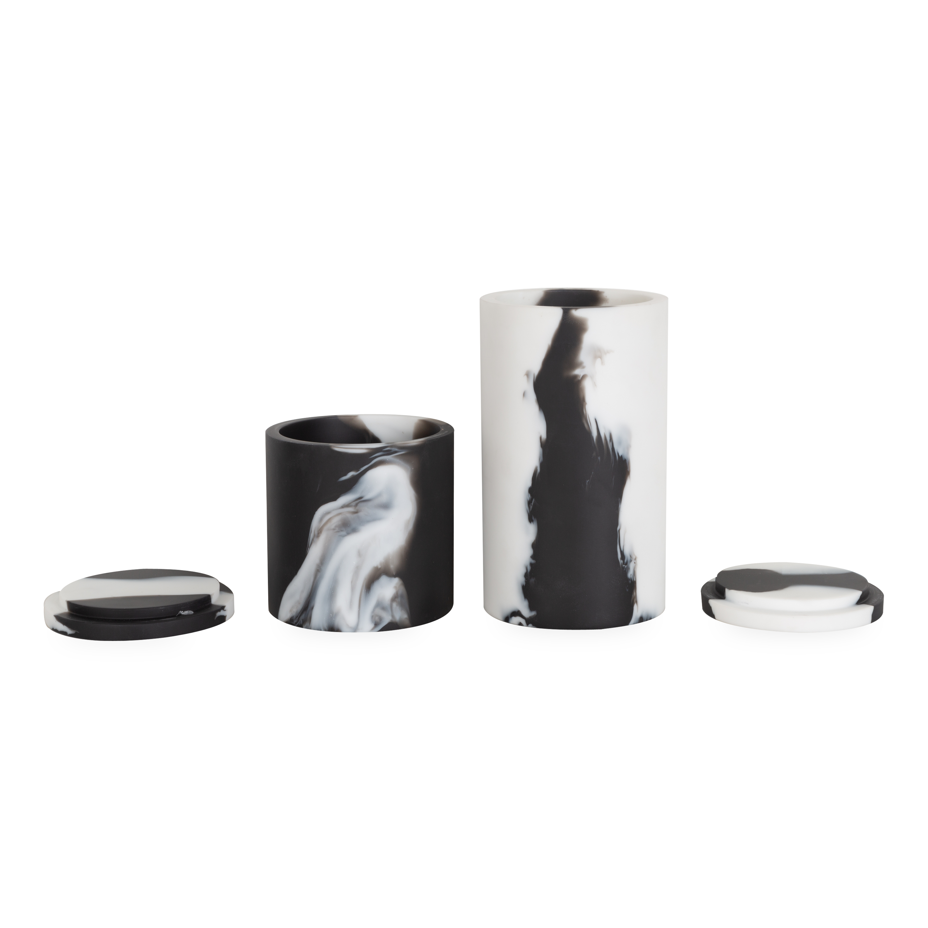 Handmade Resin Swirl Jars with Lid - Decorative Storage Containers for Bathroom, Kitchen & Office - Airtight Glass Jars for Cotton Balls, Candles, Tea, Spices & DIY Crafts (Set of 3)