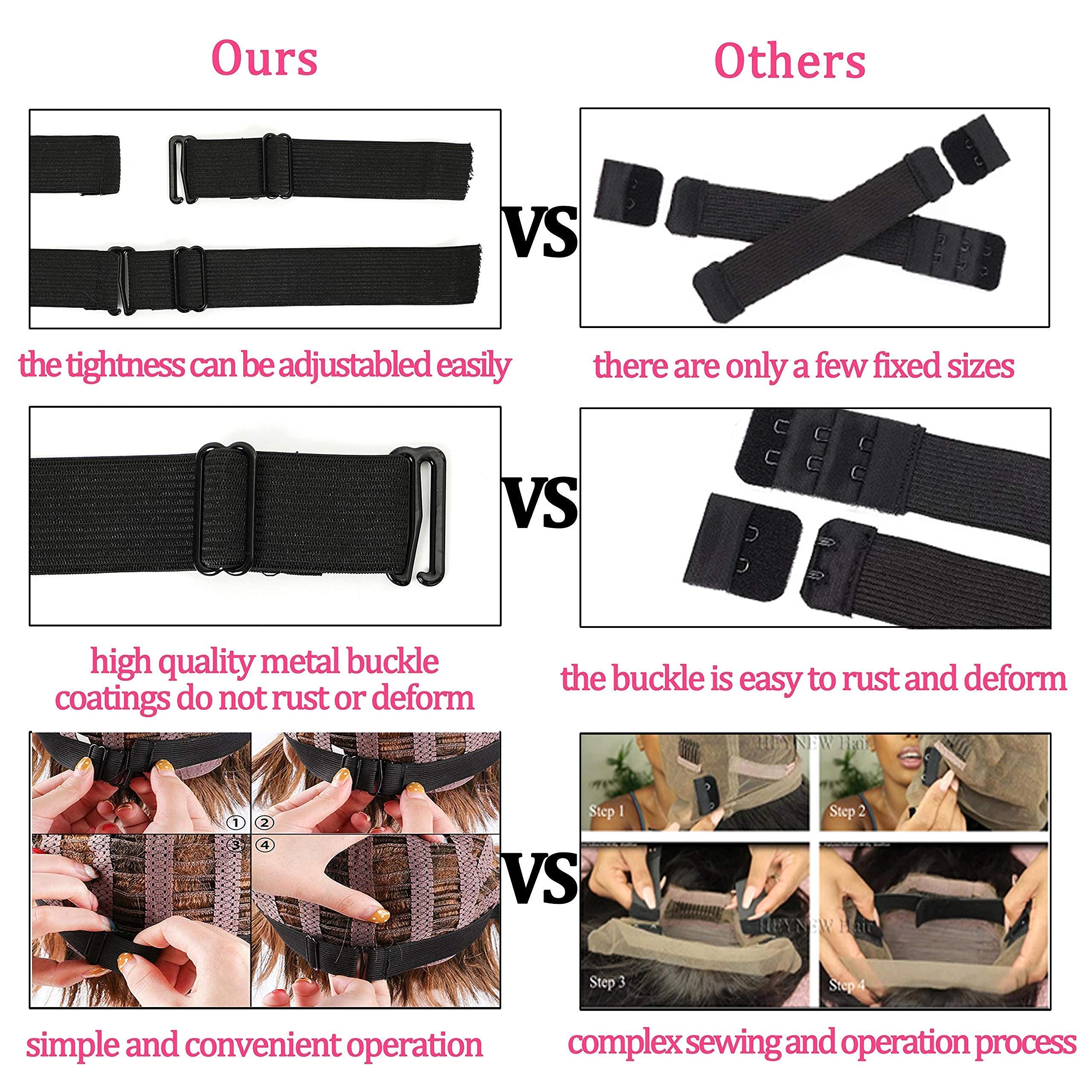 Adjustable Wig Elastic Band - 8Pcs Stretchable Hair Band for Wig Making, Sewing Wig Caps & Secure Fit - Perfect for DIY Wig Caps, Cosplay, Costume Accessories & Hairstyling