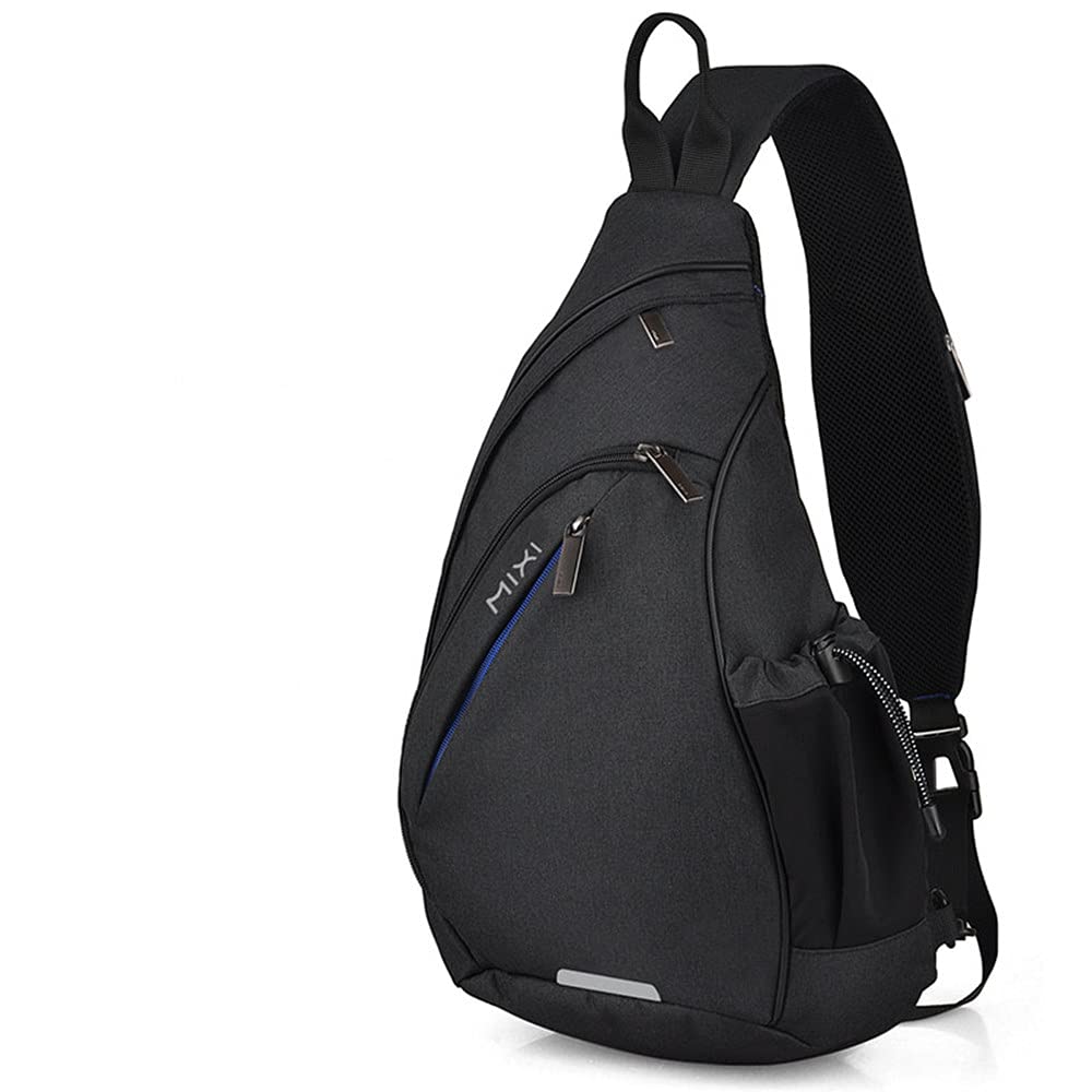 Men's & Women's One Shoulder Sling Backpack - USB Charging Port, 17 Inch Crossbody Bag for Cycling, Sports, Travel, School & College Students (Black) - Perfect for Commuting, Hiking & Daily Use
