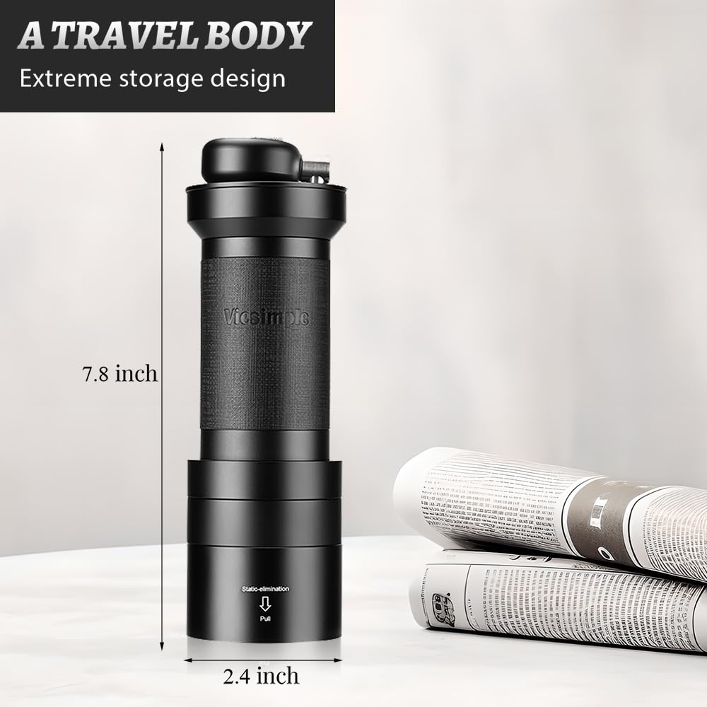 Premium Manual Coffee Grinder - Adjustable Burr Mill for Espresso, Americano & French Press | Anti-Static Design with Hidden Handle | Perfect for Home, Office & Camping Use