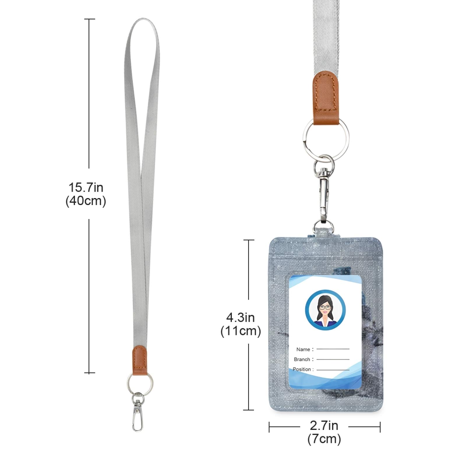 Snowman ID Badge Holder with Lanyard - Vertical Leather for Office & School Staff