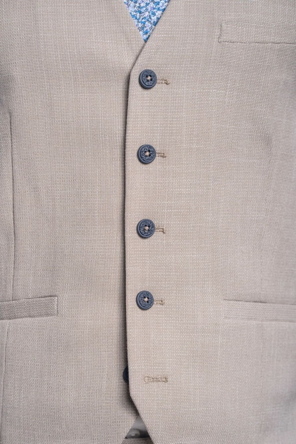 Cavani Miami Men's Beige Waistcoat Vest | Slim Fit Formal Waistcoat for Weddings & Business | Premium Cotton Blend Vest for Groom, Groomsmen & Office Wear
