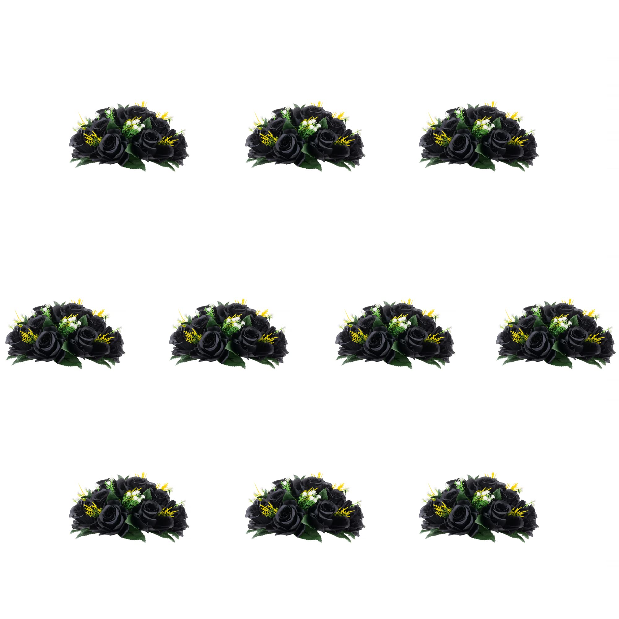 Artificial Rose Flower Balls for Wedding Centerpieces - 10 Pack Black Floral Arrangement Bouquets for Weddings, Birthdays, Home Decor | Perfect for Table Decorations, Bridal Showers & Event Styling