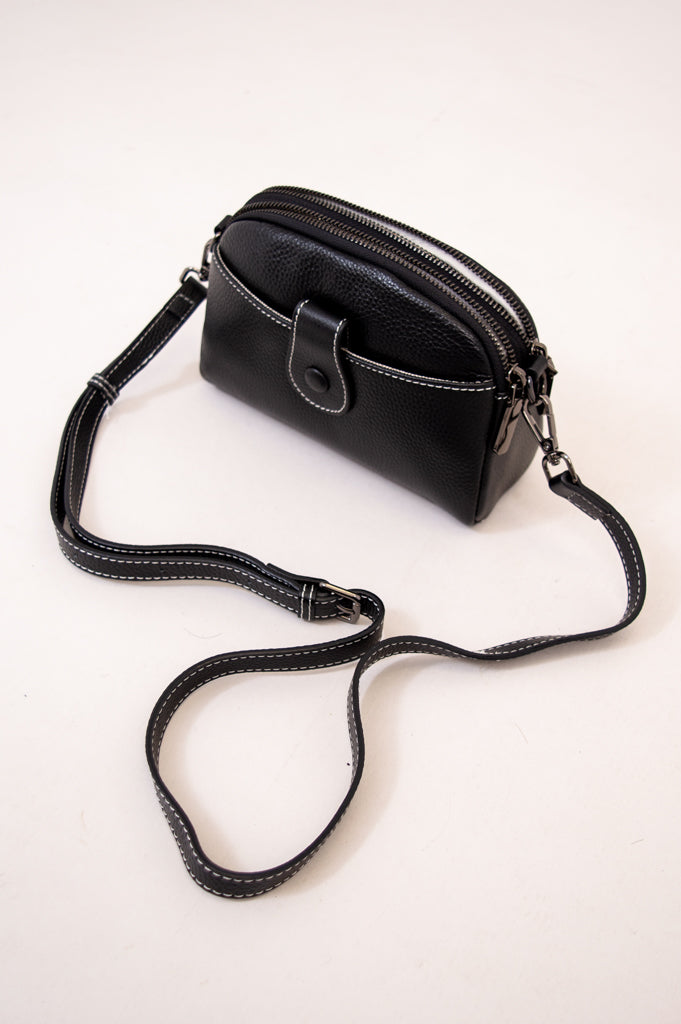 Emma Bag 88160 Genuine Leather Handbag for Women - Stylish Black Crossbody Purse with Adjustable Strap, Perfect for Work, Travel & Everyday Use