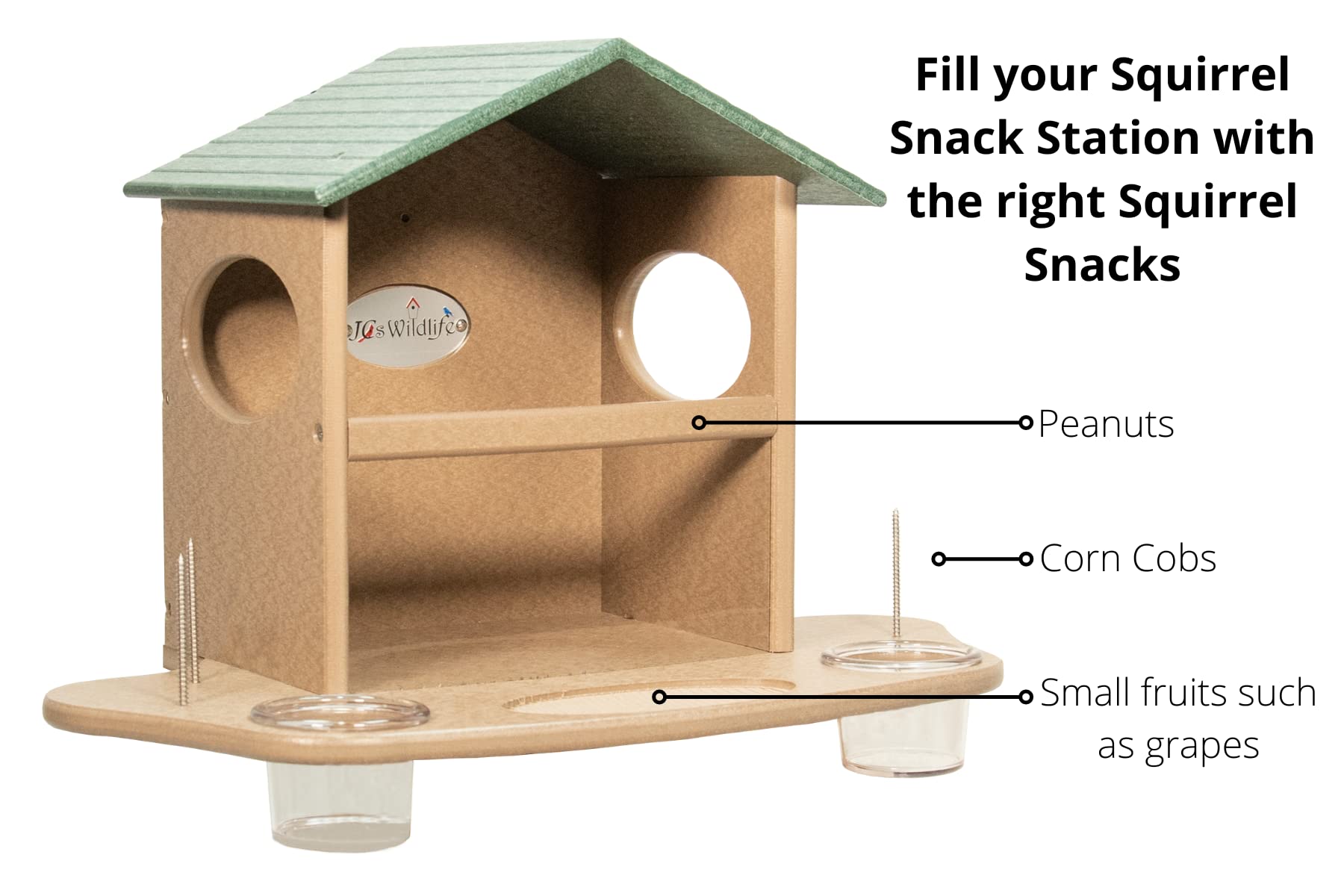 JCs Wildlife Ultimate Large Squirrel Feeder - Durable Squirrel Snack Station for Corn, Peanuts & Treats - USA Made Backyard Squirrel Feeder - Perfect for Wildlife Watching & Outdoor Pet Feeding