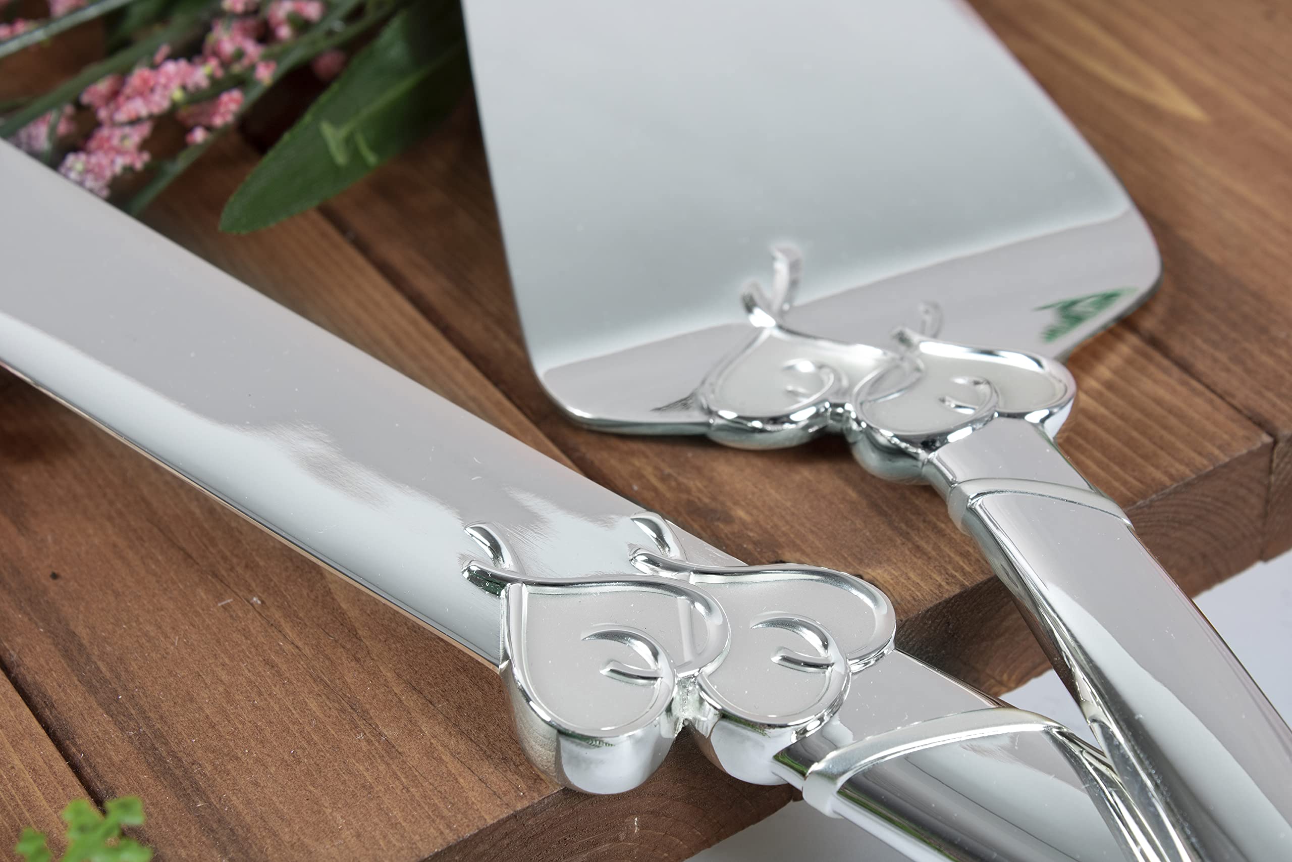 Lenox True Love Silver Personalized Wedding Cake Cutting Set - Engraved Cake Knife & Server for Weddings, Anniversaries & Special Occasions | Elegant Gift for Bride & Groom