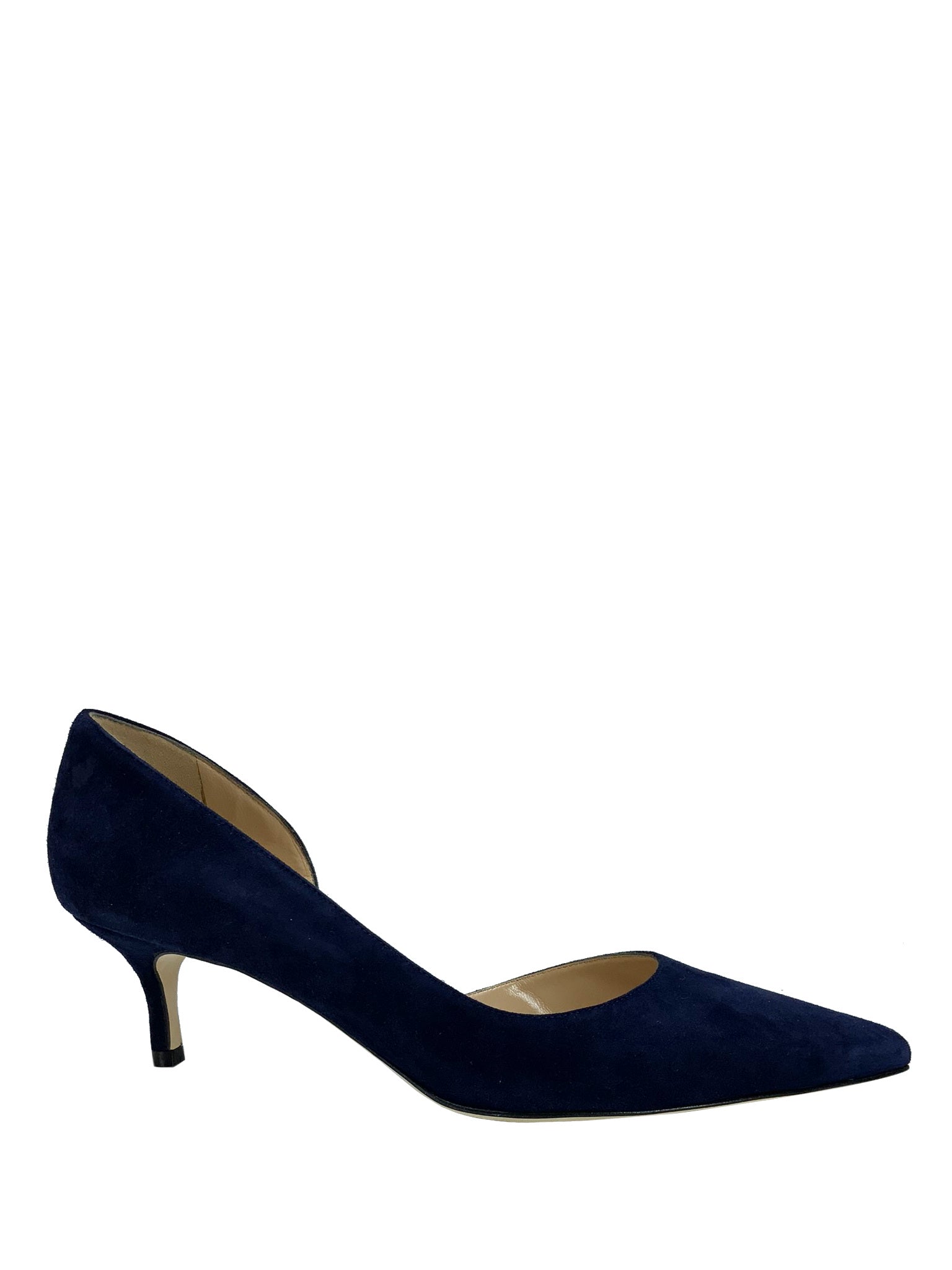 MANOLO BLAHNIK Collina Suede Half d'Orsay Pumps Women's Size 8 | Luxury Designer Heels for Weddings, Parties & Special Occasions