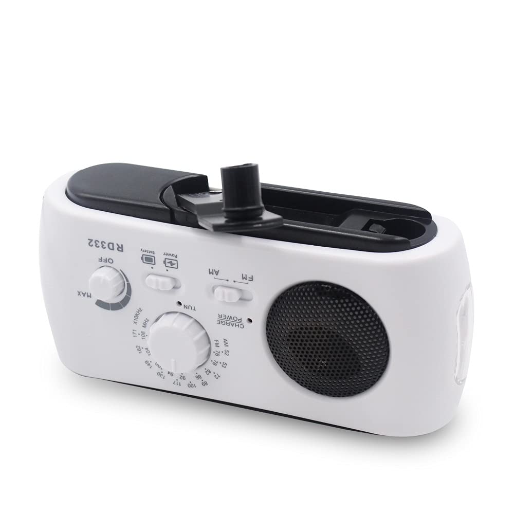Solar Powered AM/FM Emergency Radio with Hand Crank, 3-LED Flashlight, USB Charging Port & Built-in Speaker - Perfect for Camping, Hiking & Outdoor Survival (Green)