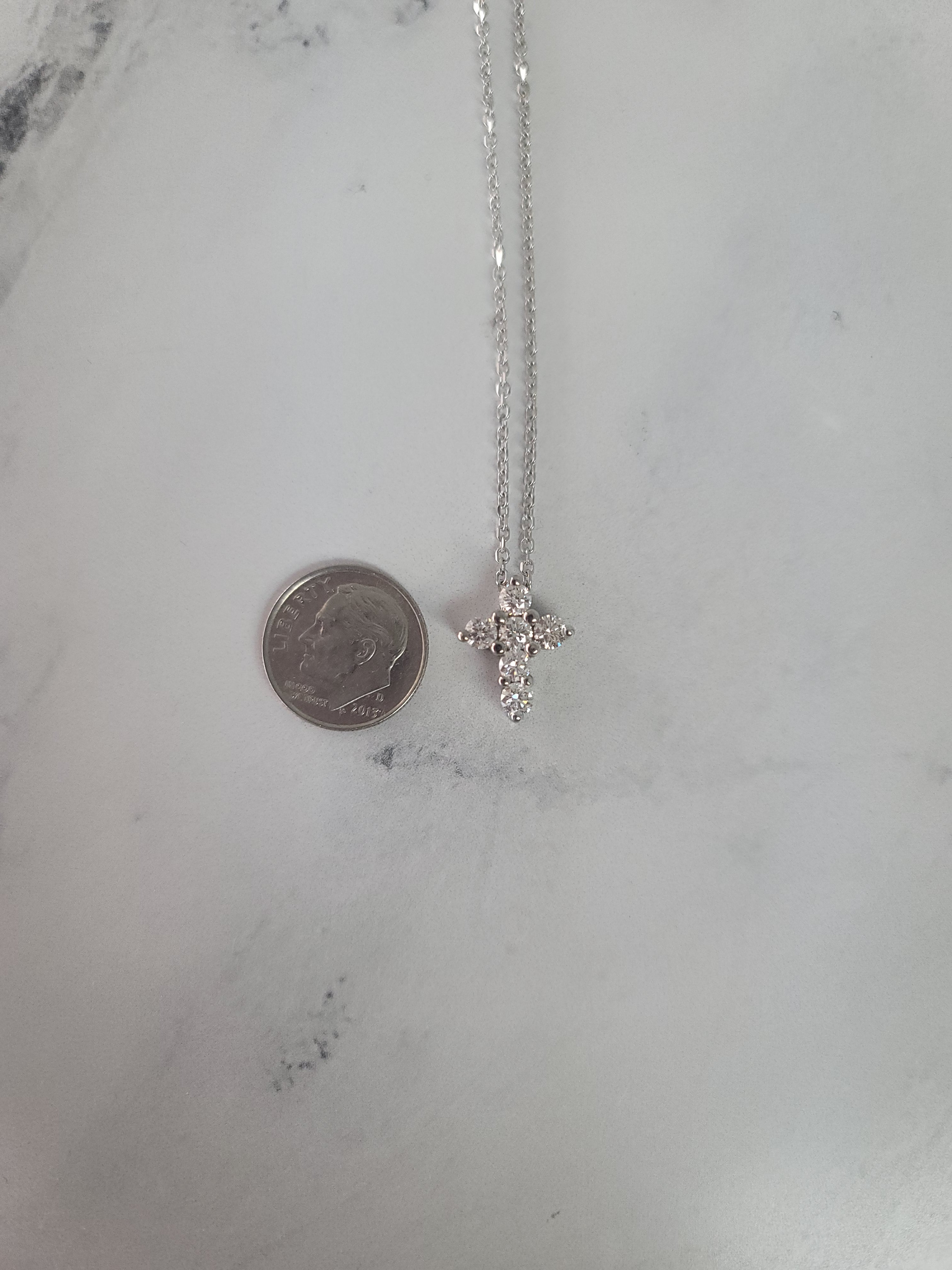 1 Carat Small Cross Diamond Pendant Necklace in 14K White Gold - Perfect for Gifts, Weddings & Everyday Elegance