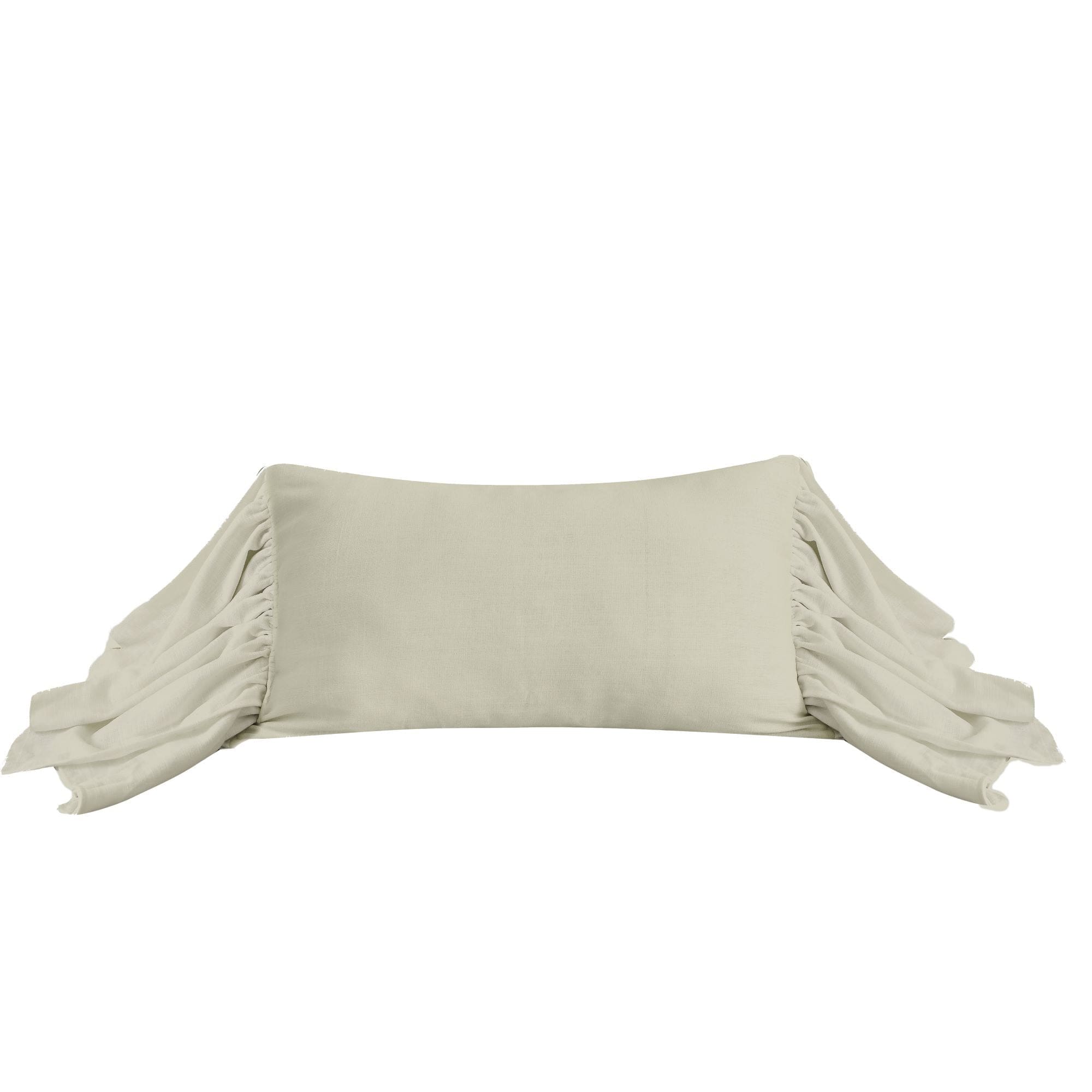 Washed Linen Long Ruffled Pillow Cover - Soft Bohemian Decorative Throw Pillow Case for Sofa, Bed, Couch - Home Decor Accent for Living Room, Bedroom, Nursery