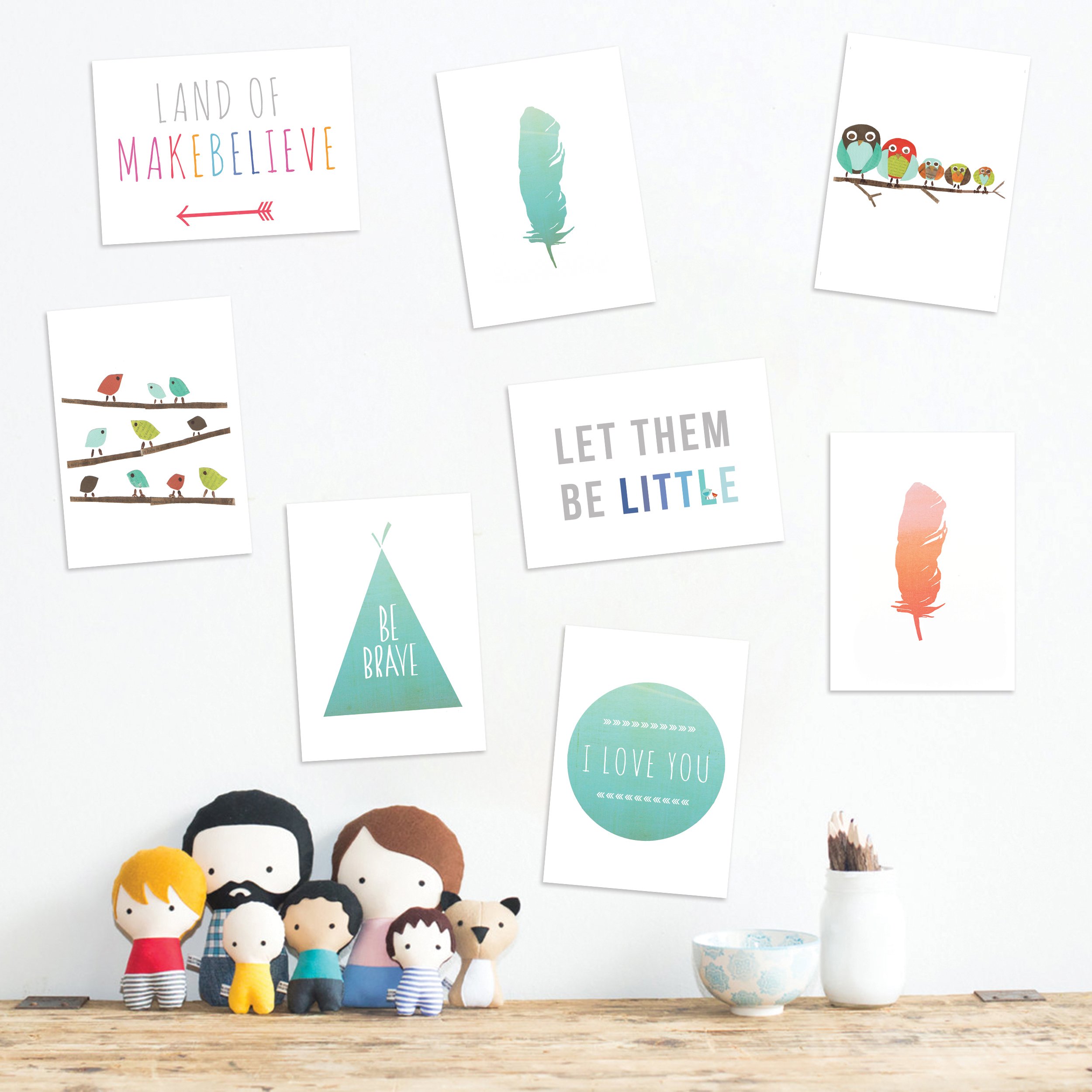 Boho Mini Collection 5x7 Wall Art Prints - Nursery Decor, Kids Room Decor, Gender Neutral Baby Shower Gift, Nature Themed Wall Cards for Home & Office Decor