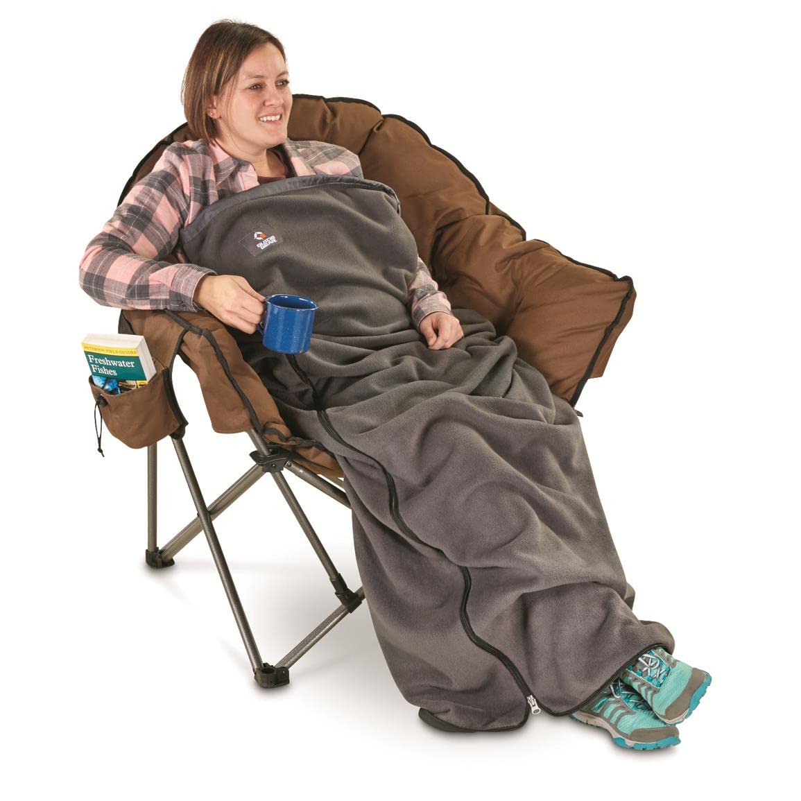 Guide Gear Oversized Camping Chair - Heavy Duty 500lb Capacity, Portable Folding Chair with Padded Seat for Outdoor Adventures, Beach, Picnics, Tailgating & Backpacking (Tan/Brown)
