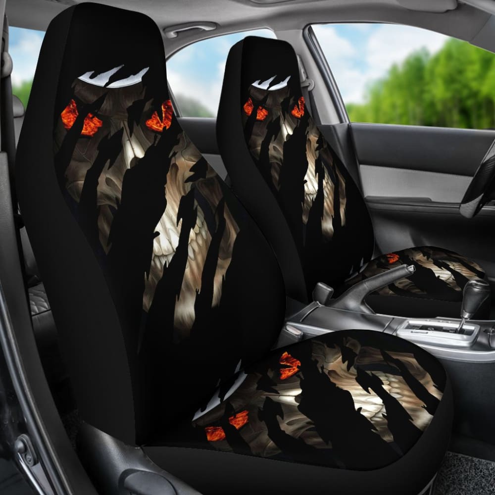 2 Pcs Gothic Skull Car Seat Covers - Universal Fit for Cars, Trucks & SUVs - Black Skull Design for Halloween, Gothic Style & Car Accessories - Perfect for Themed Parties, Car Shows & Custom Vehicle Decor