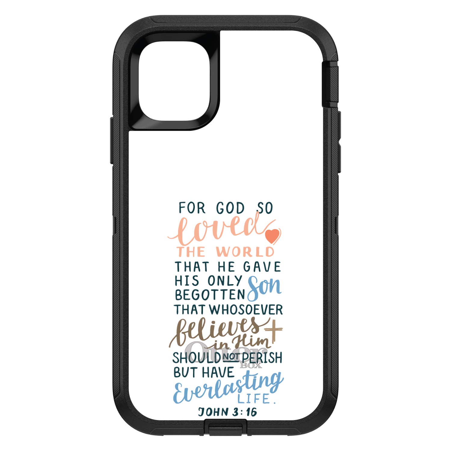 Premium DistinctInk iPhone 11 Pro Case (5.8 Inch) - Durable Protective Cover with John 3:16 Bible Verse - God So Loved The World - Perfect Replacement for OtterBox Defender - Ideal for Everyday Use, Work & Outdoor Activities