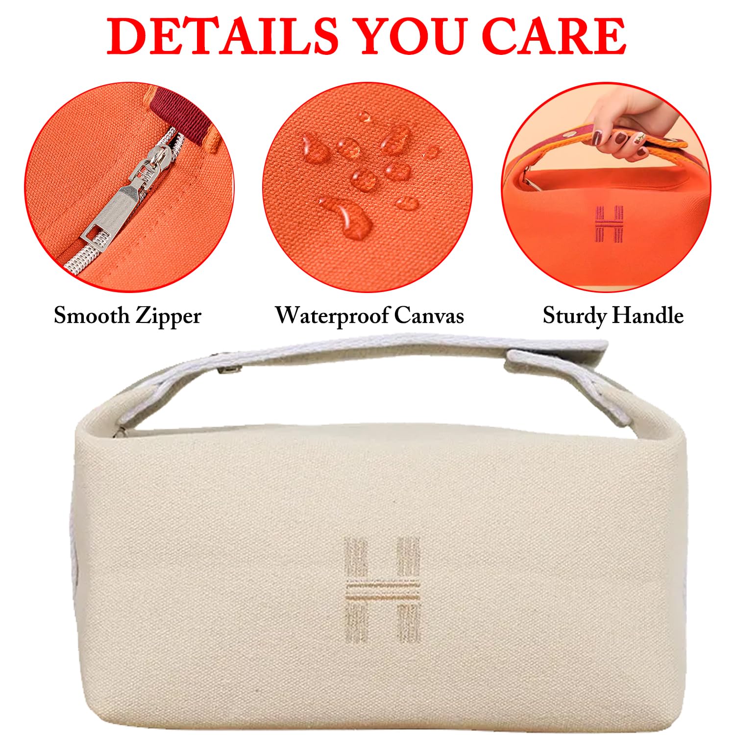 Waterproof Canvas Travel Makeup Bag for Women - Large Cosmetic Organizer Case with Skincare Pouch, Perfect for Toiletries & Brushes | Ideal for Vacation, Gym, and Daily Beauty Essentials