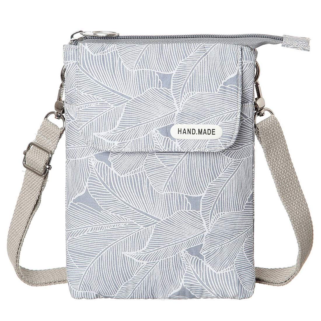 WITERY Leaf Pattern Canvas Crossbody Phone Purse Wallet for Women - Lightweight Small Shoulder Bag for Girls - Perfect for Shopping, Travel & Daily Use
