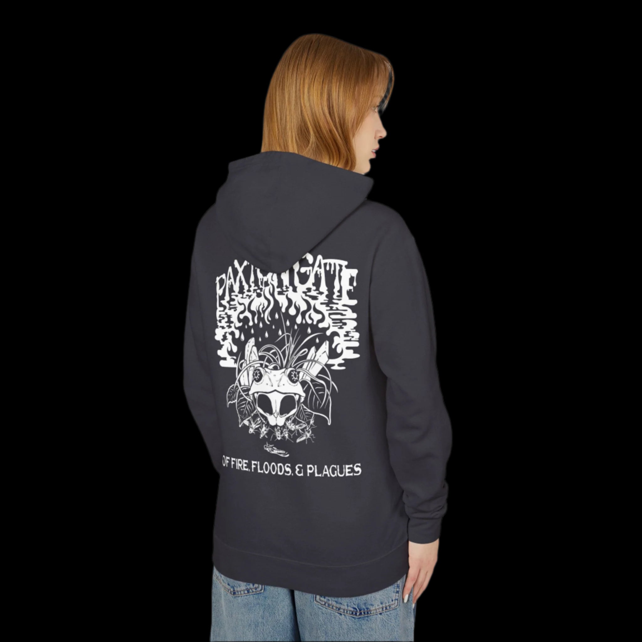 Unisex Floods, Fire & Plagues Hoodie by Megan Lees - Stylish Graphic Pullover for Men & Women - Perfect for Casual Wear, Street Fashion & Outdoor Activities