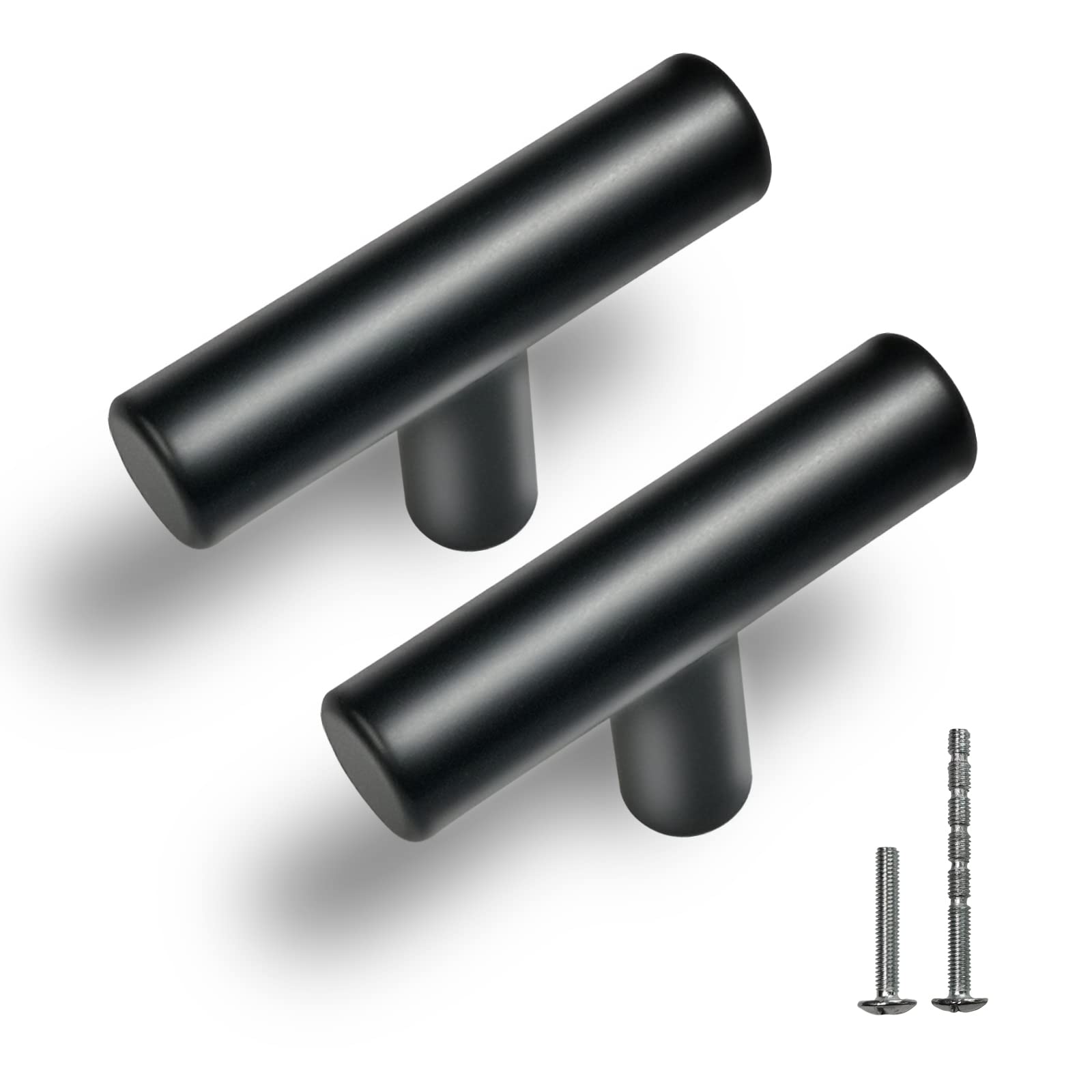 REGARSUN 6 Pack Matte Black Cabinet Knobs - 2 Inch Kitchen & Drawer Pulls - Stainless Steel Dresser Handles for Home & Office Furniture - Perfect for Cabinets, Dressers, Nightstands and Storage Units