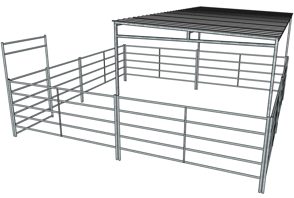 20 Ft x 20 Ft Galvanized Steel Horse Stall Kit with 5 Rails & Roof - Durable Stable for Horses, Barns & Riding Arenas