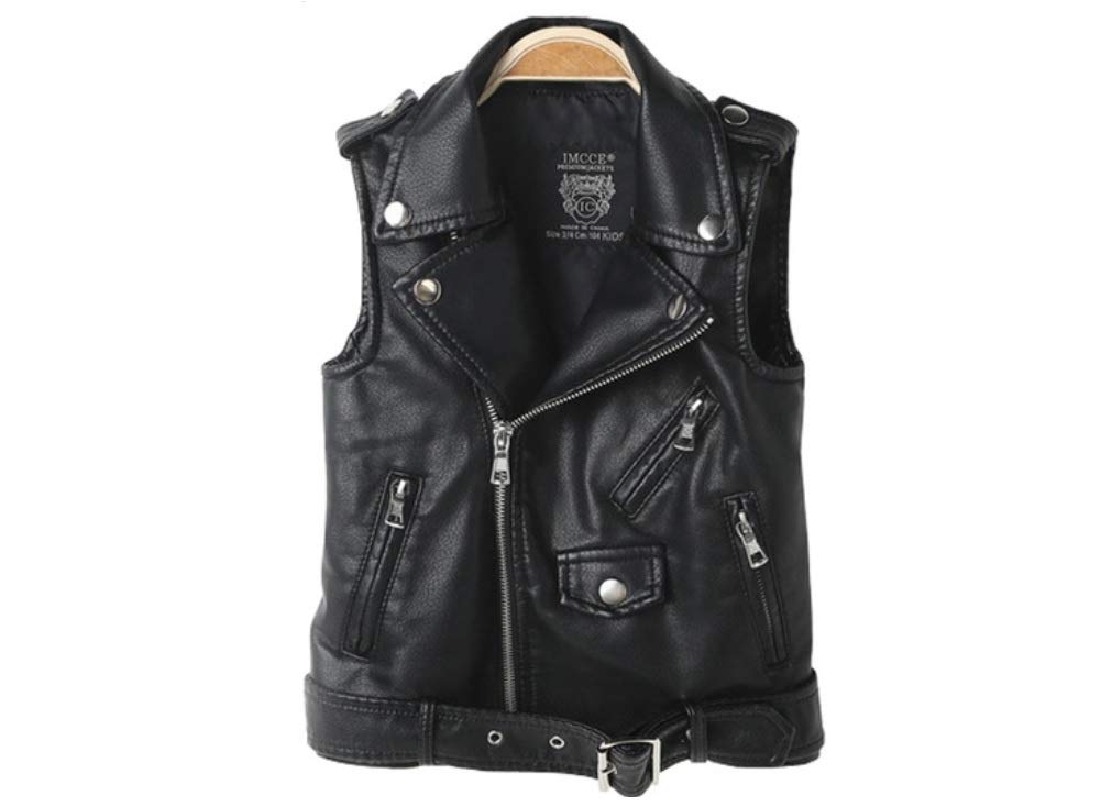 Kids Leather Motorcycle Jacket - Winter Vest Coat for Girls & Boys - Riding & Outdoor Play