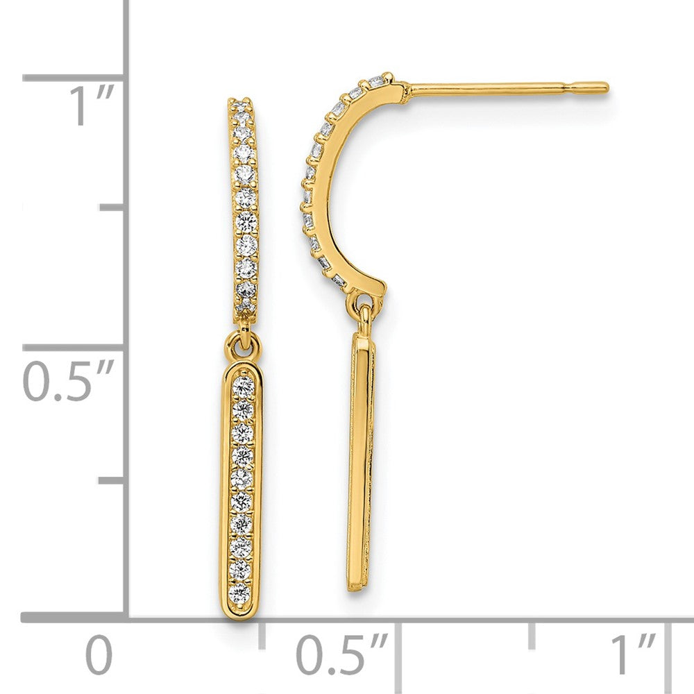 14K Gold Plated CZ Dangle Post Earrings for Women - Elegant Cubic Zirconia Drop Earrings - Perfect for Parties, Weddings & Evening Events