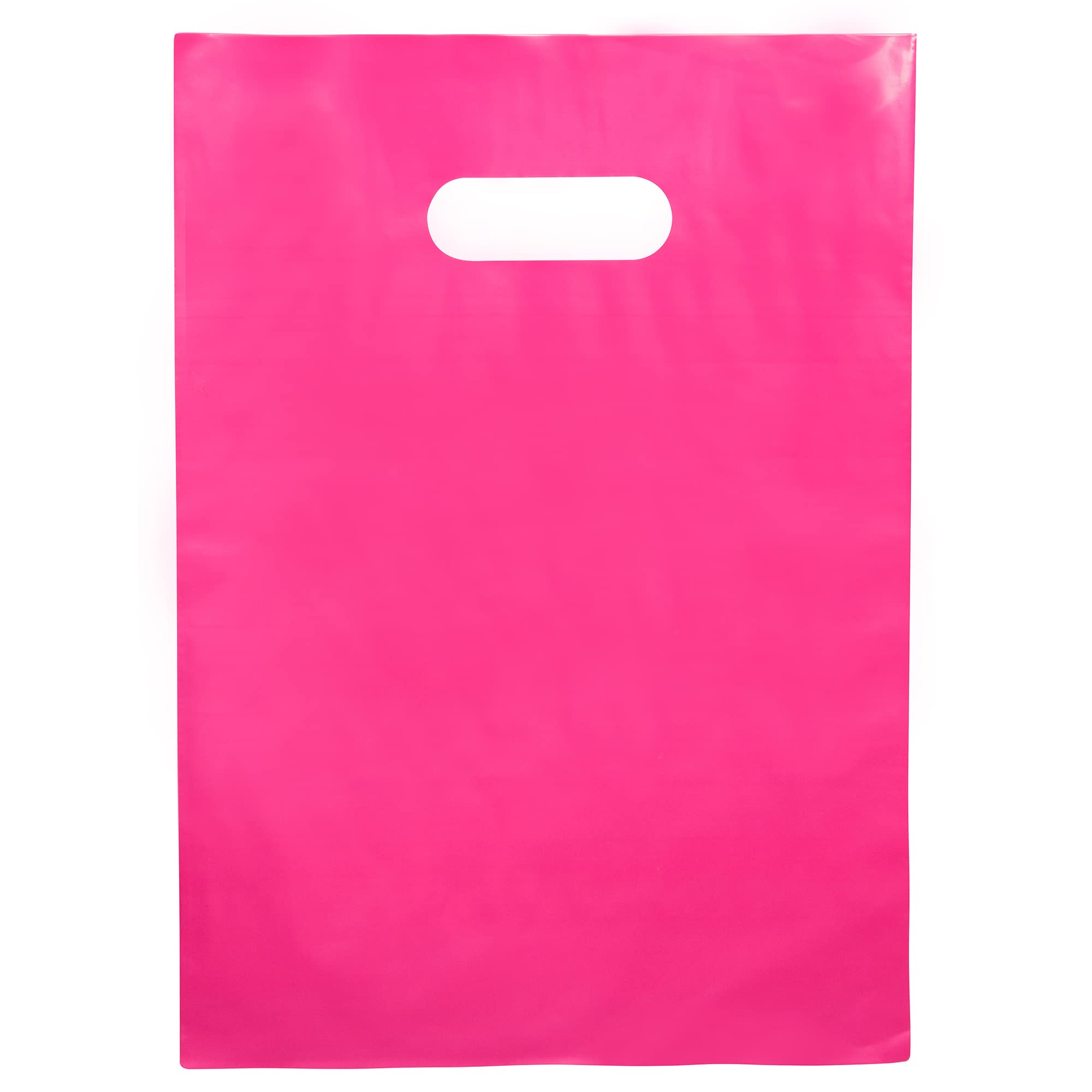100 Pink Plastic Bags with Handles 1.5Mil Thick 9